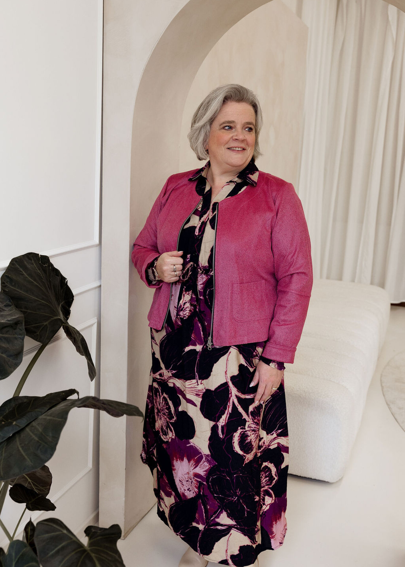 Exxcellent Yvette Dress Dark Gray/Dusty Mauve