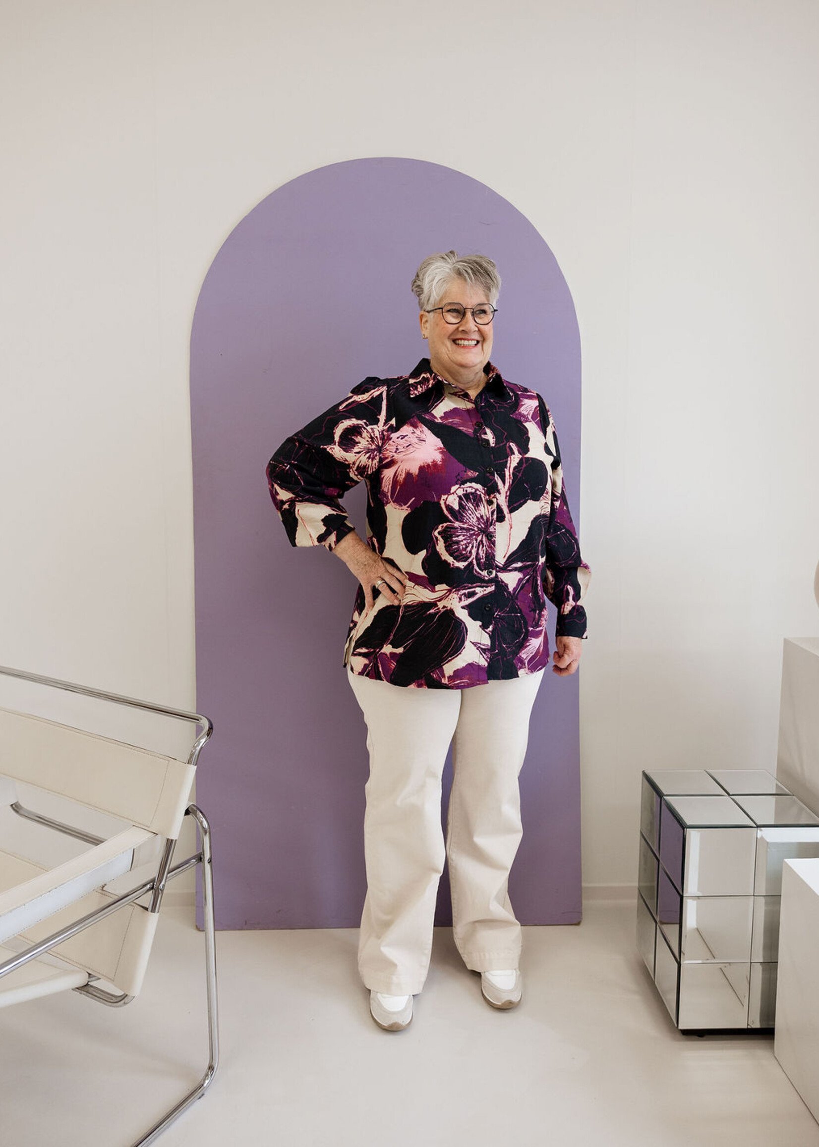 Exxcellent Serene Blouse Dark Gray/Dusty Mauve