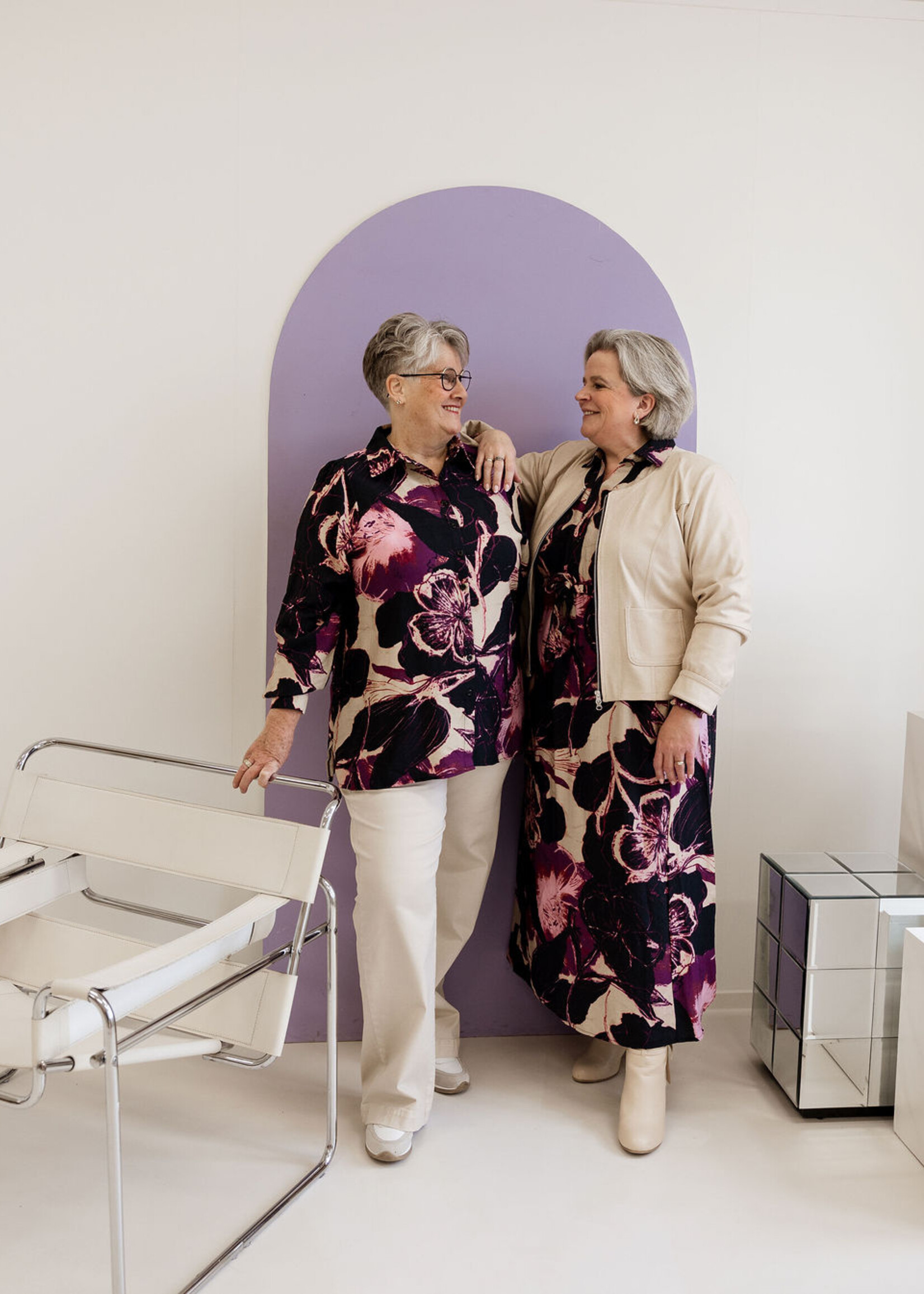 Exxcellent Serene Blouse Dark Gray/Dusty Mauve