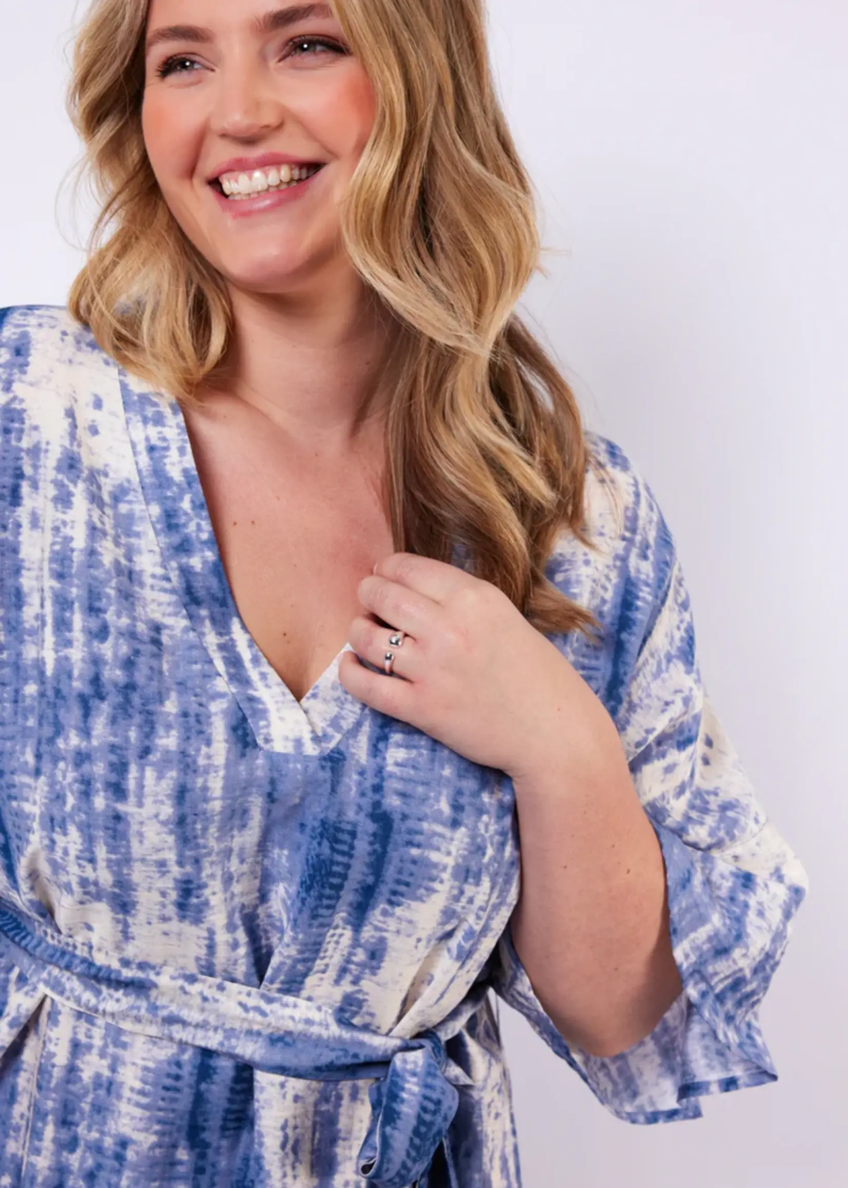 Exxcellent Seren Dress Offwhite / Dusty Blue