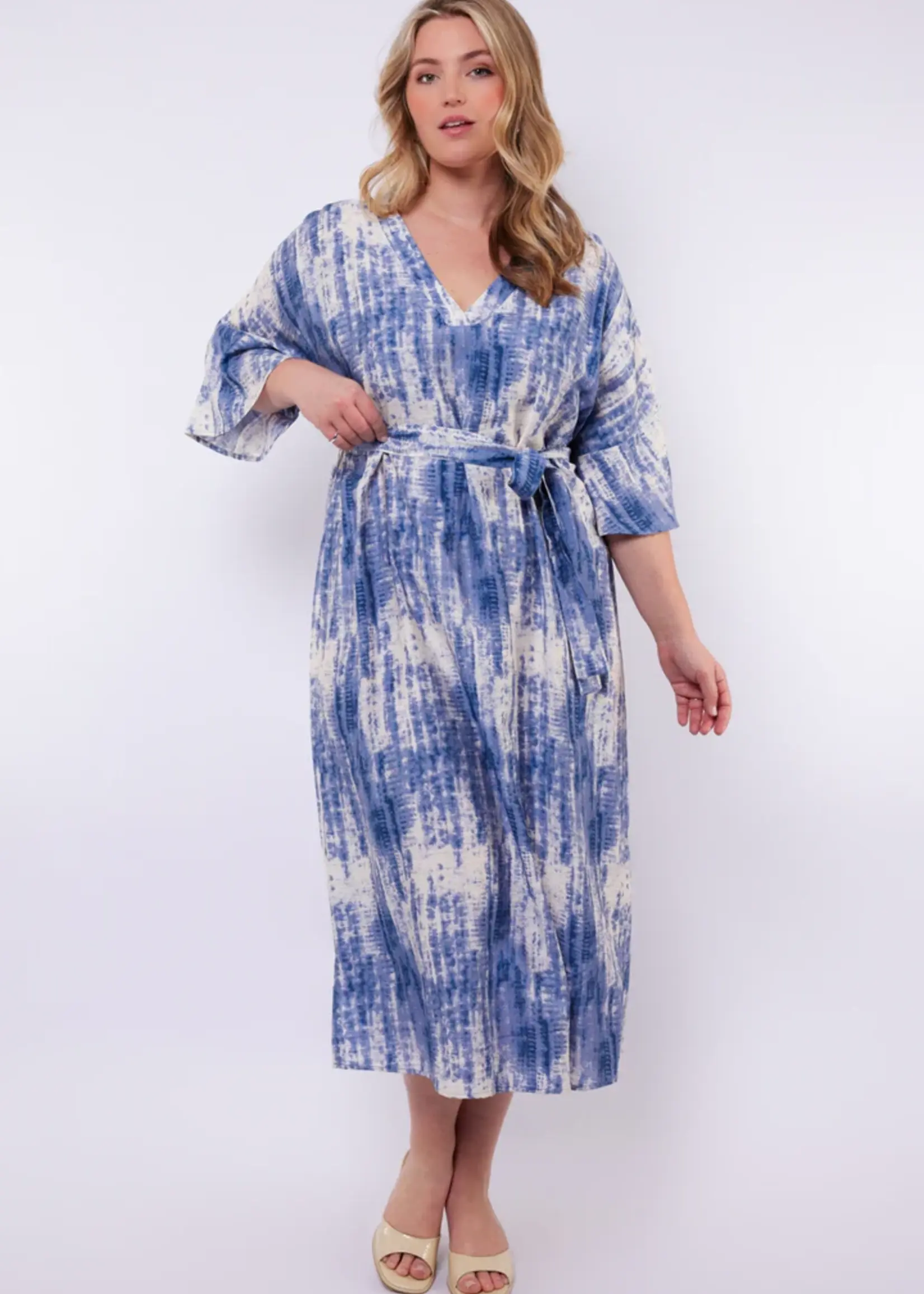 Exxcellent Seren Dress Offwhite / Dusty Blue