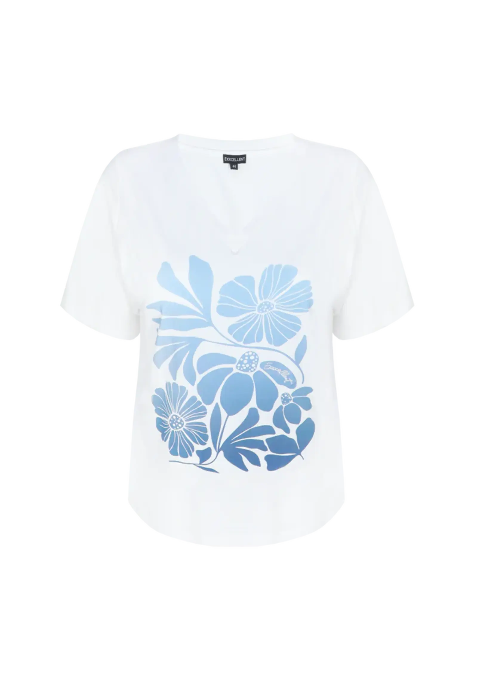 Exxcellent Lumi T-shirt Offwhite / Dusty Blue Maat 52