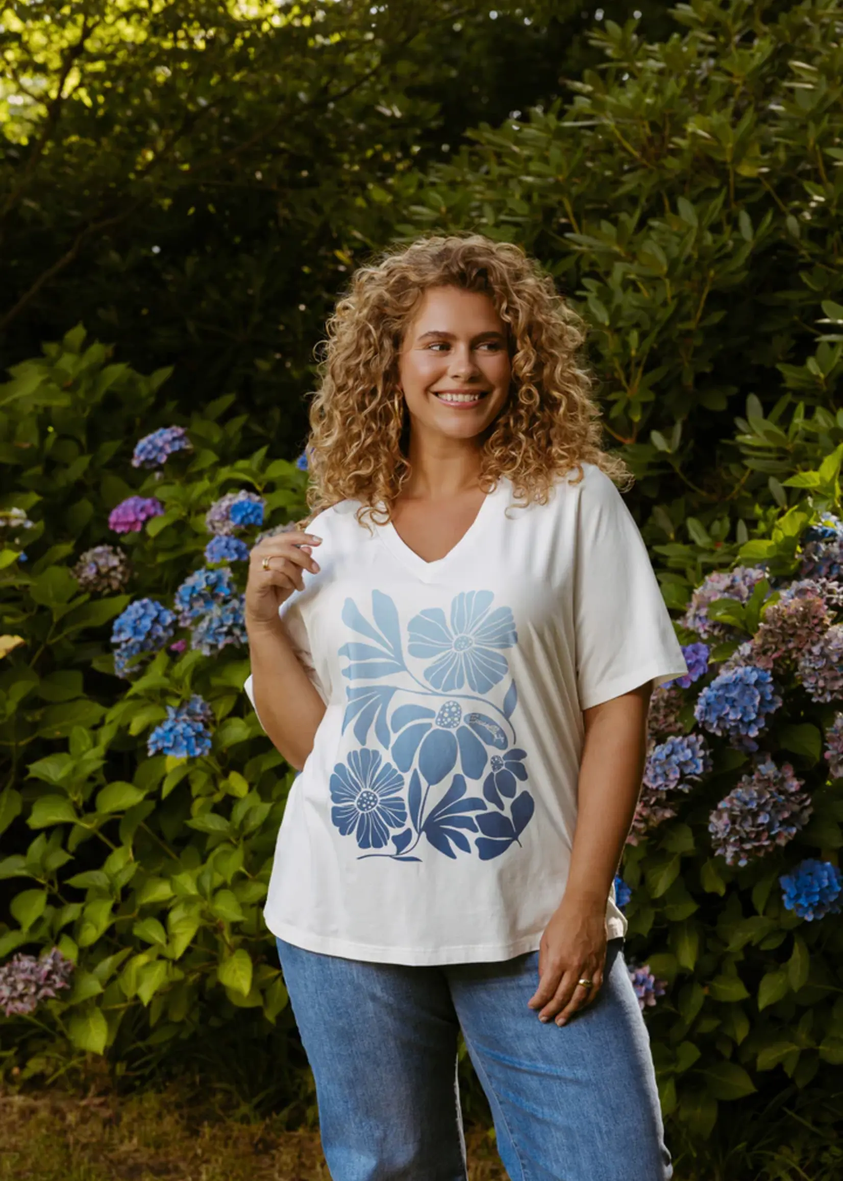 Exxcellent Lumi T-shirt Offwhite / Dusty Blue