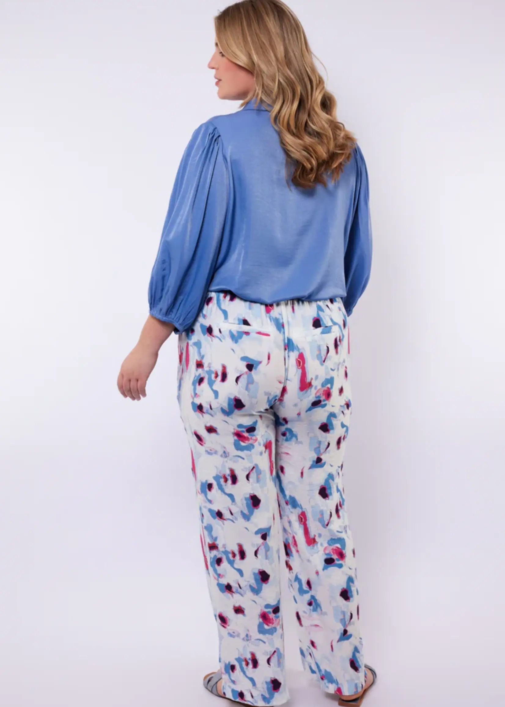 Exxcellent Nikkie Pants Offwhite/Dusty Blue