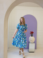 Dress Flower Power blue Maat L