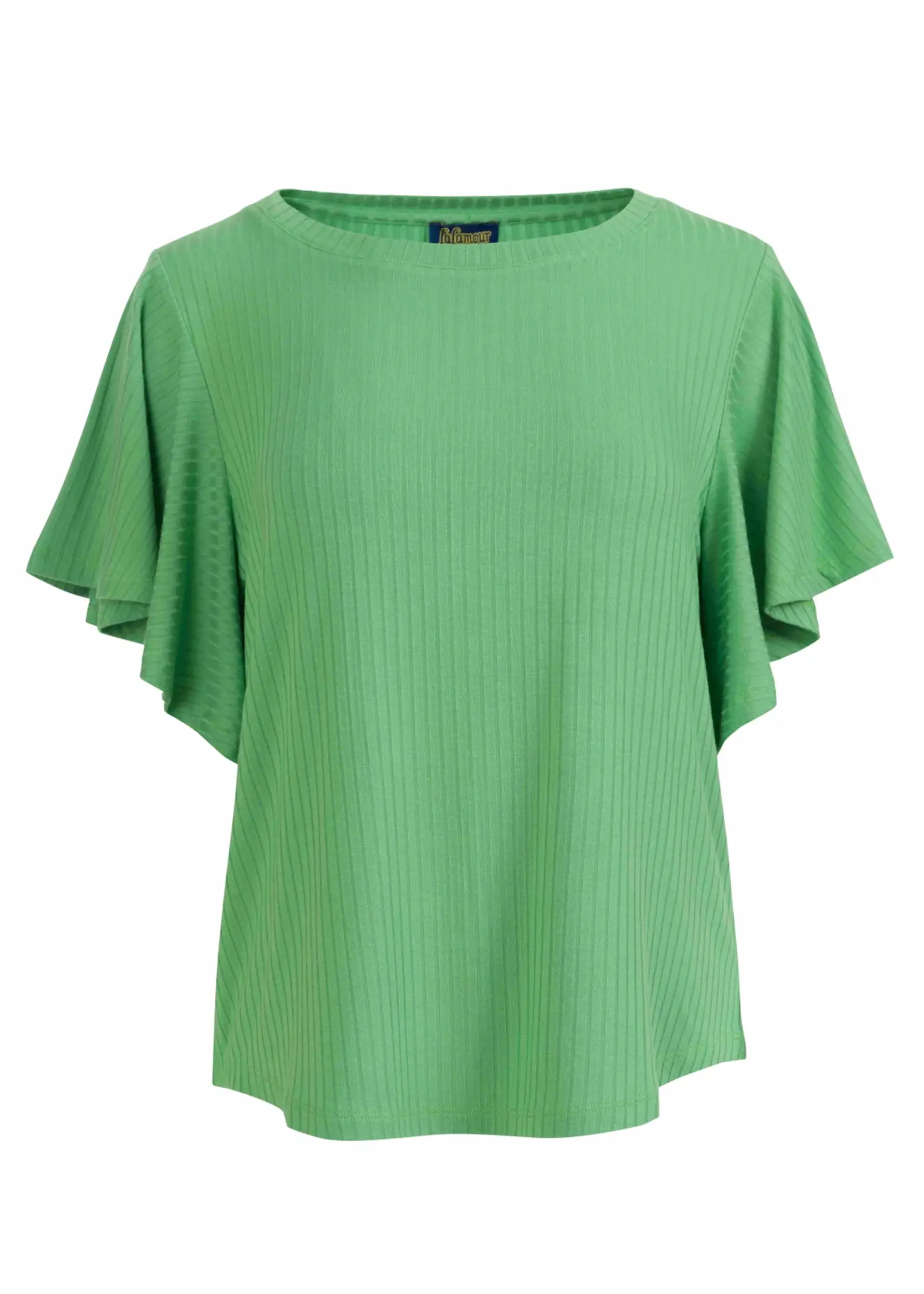 LaLamour Sophie Top Short Butterfly Sleeve Rib Green