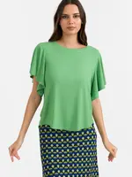 LaLamour Sophie Top Short Butterfly Sleeve Rib Green