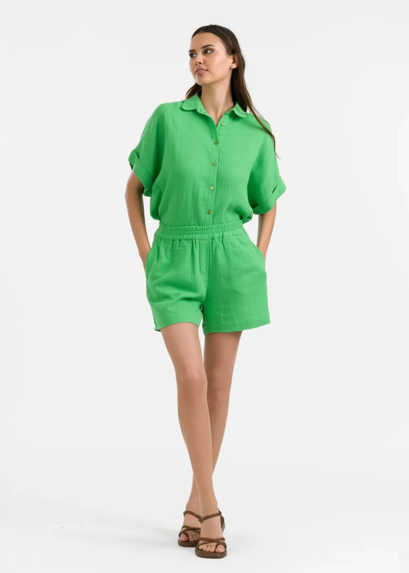 LaLamour Meghan Short Pants Crinkle Green