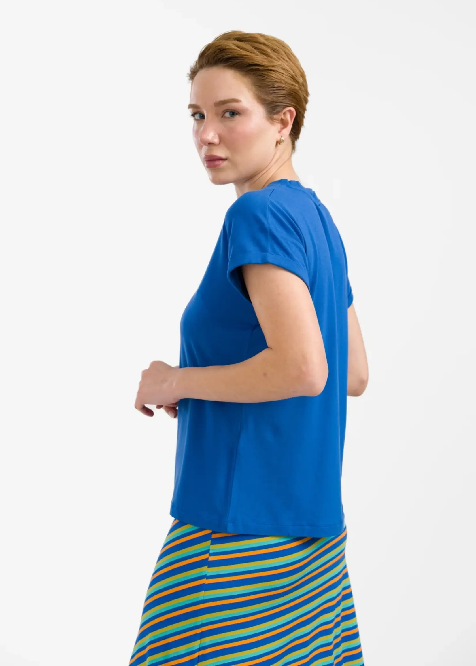 LaLamour Vera Top Plain Blue Maat M