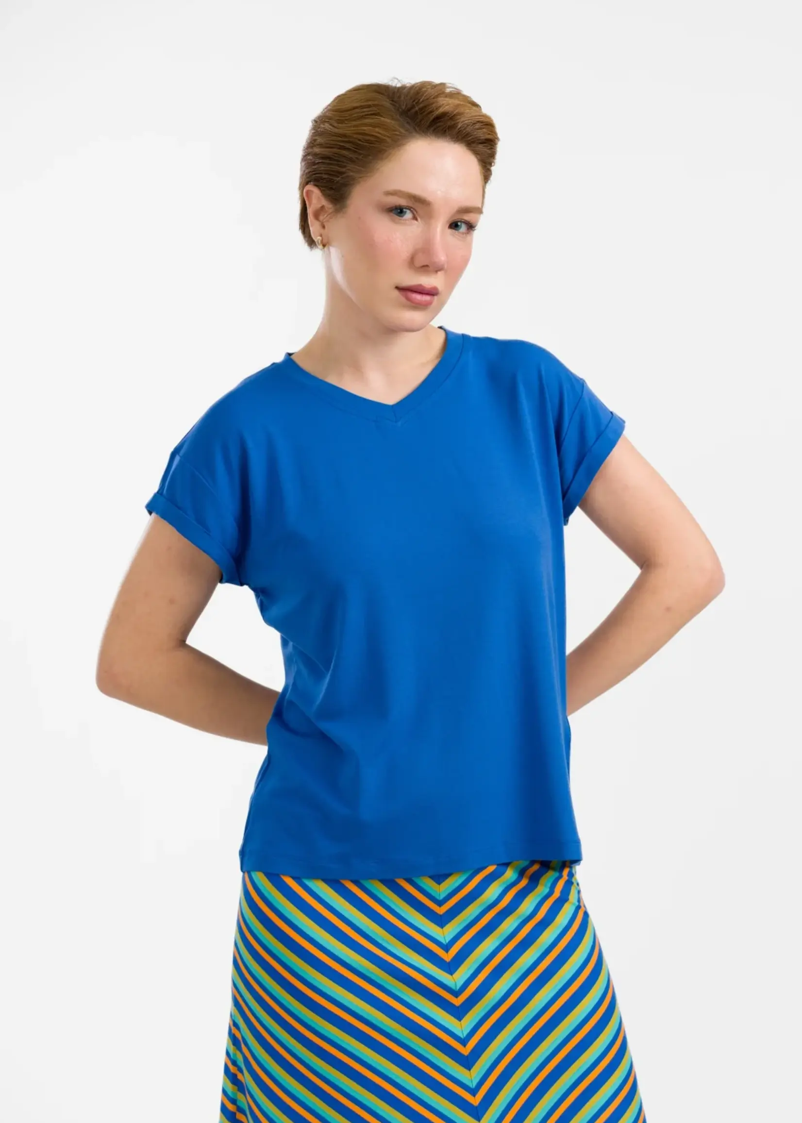 LaLamour Vera Top Plain Blue Maat M