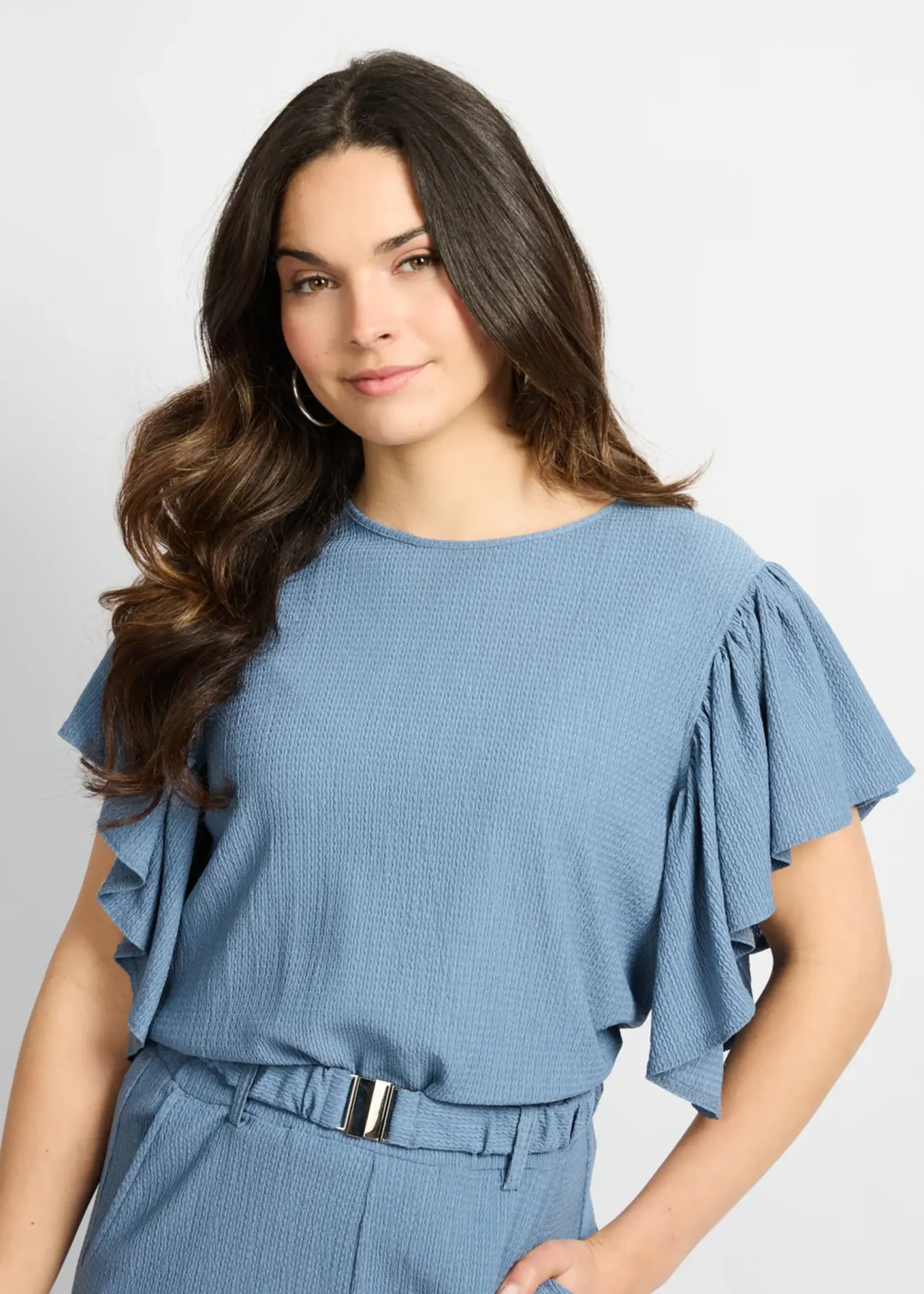 C&S The Label Tilda Top Dusty Blue