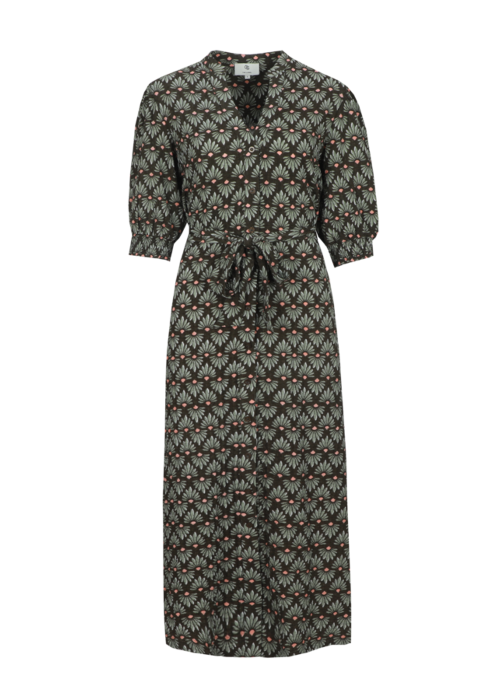 C&S The Label Dalou Dress Moss Green/Peach