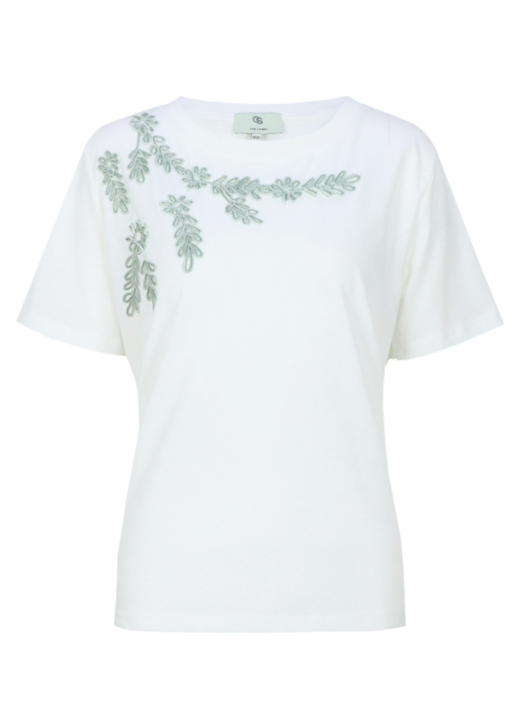 C&S The Label Tika T-shirt Offwhite/Willow Green Maat XS/S