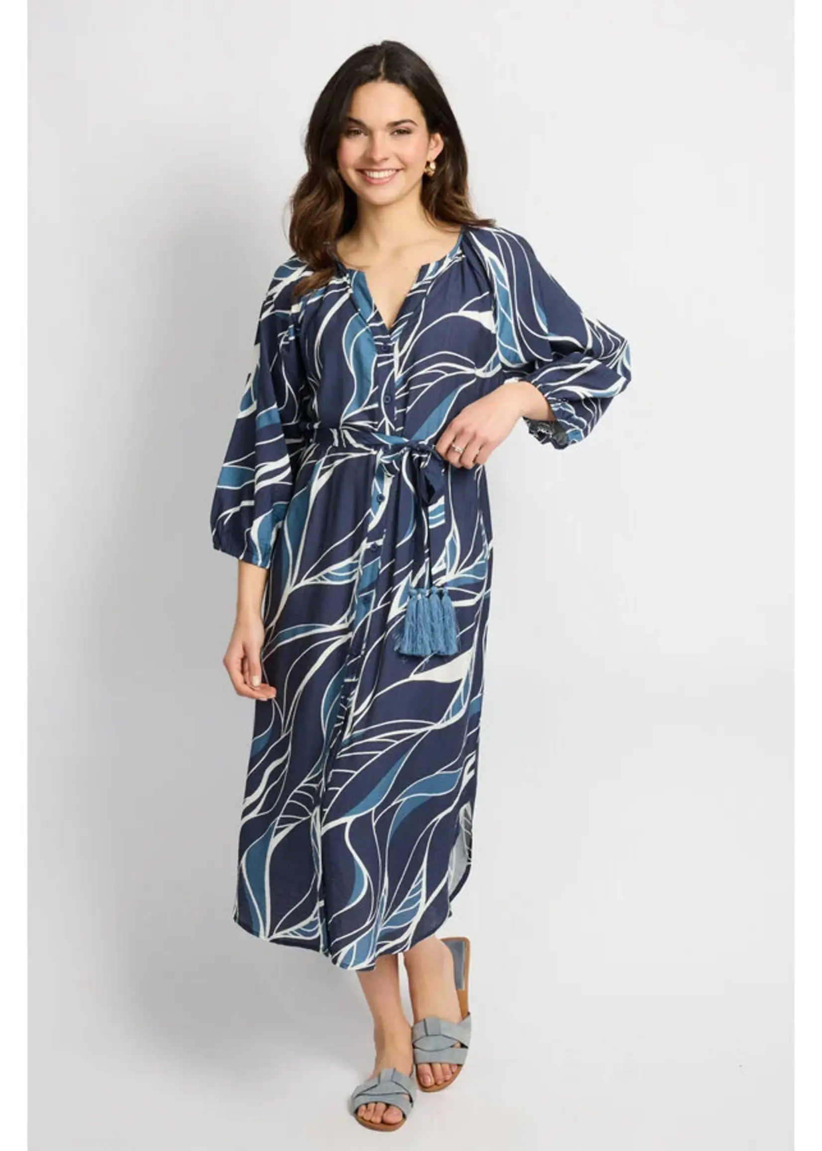 C&S The Label Dacia Dress Dusty Blue/Light Blue