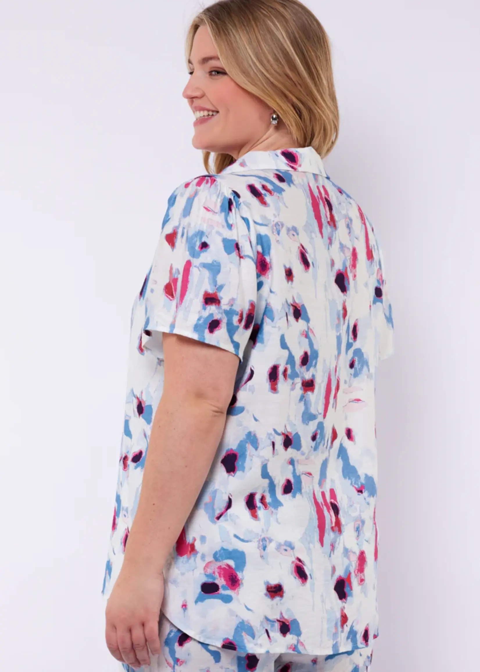 Exxcellent Bellamy Blouse OffWhite/Dusty Blue Maat 42