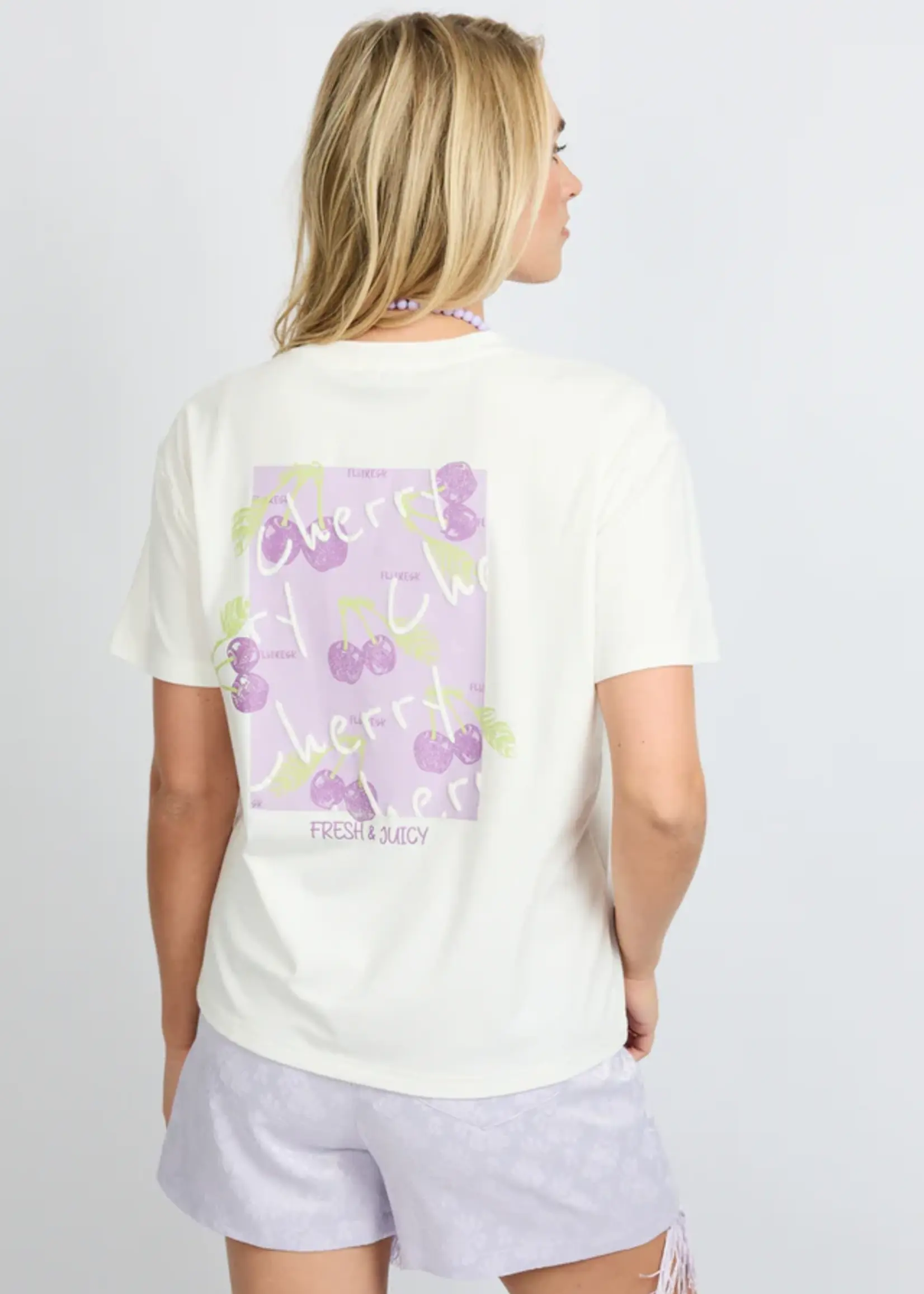 FLURESK Danay T-shirt 	Offwhite/Orchid Purple