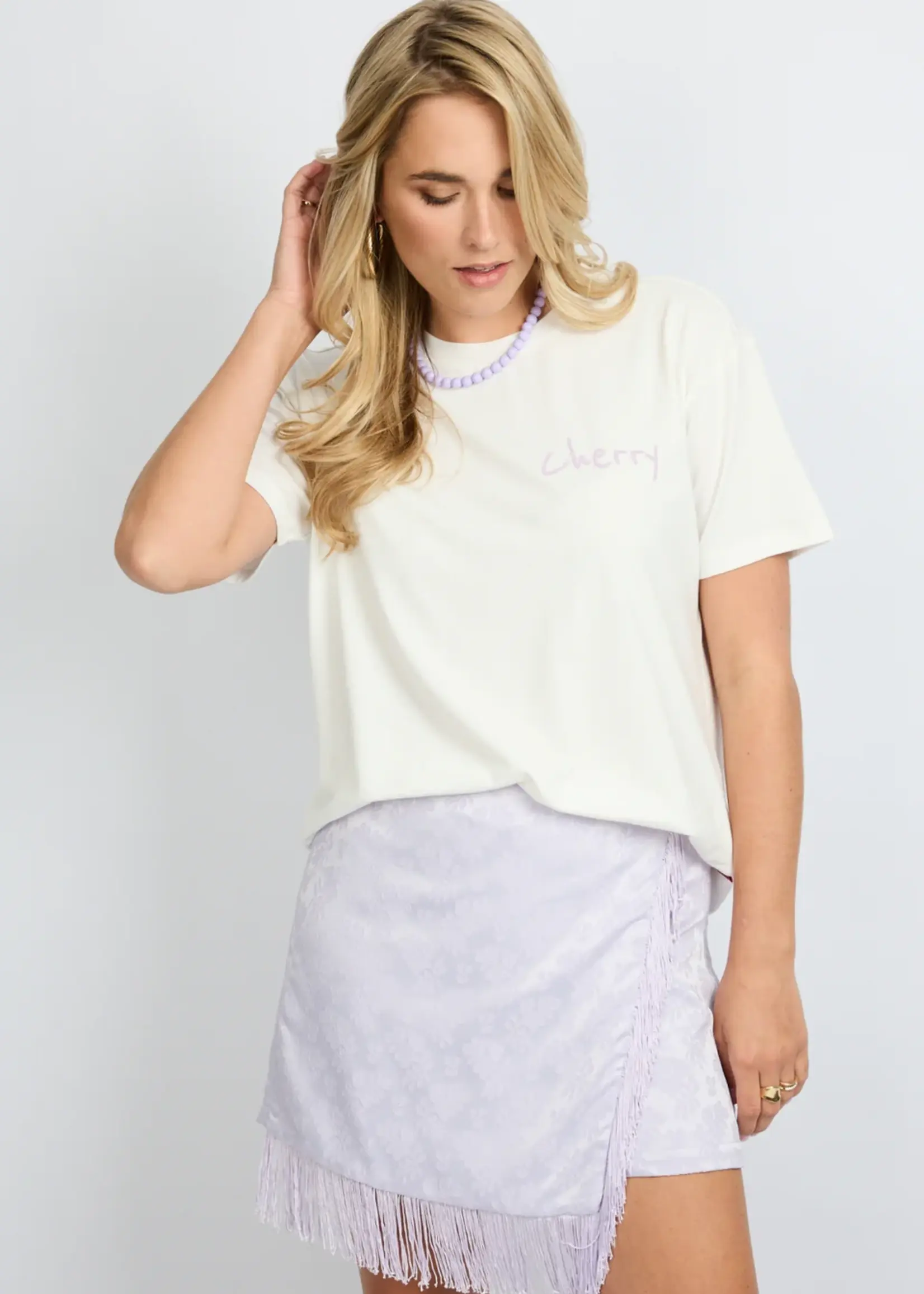 FLURESK Danay T-shirt 	Offwhite/Orchid Purple