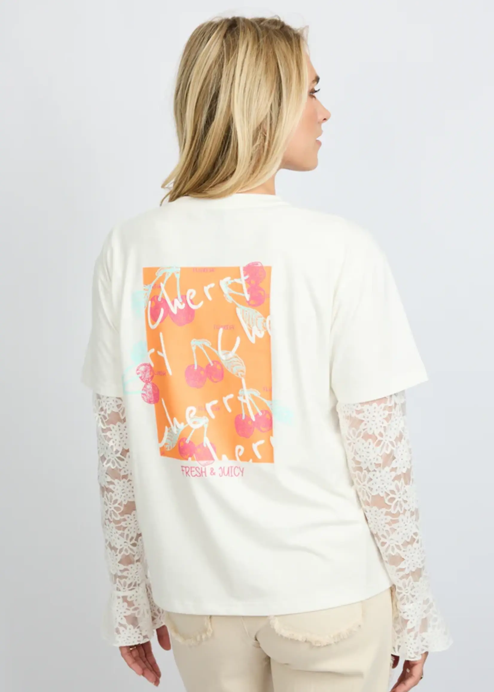 FLURESK Danay T-shirt Offwhite/Saffron Orange