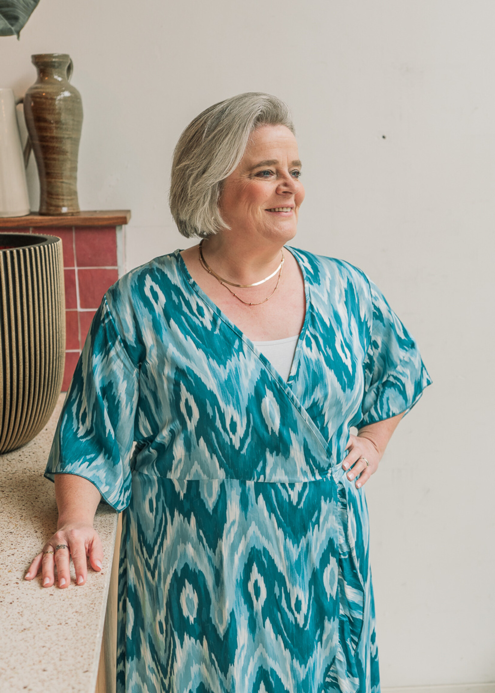 Ophilia Elize Ikat Emerald Green