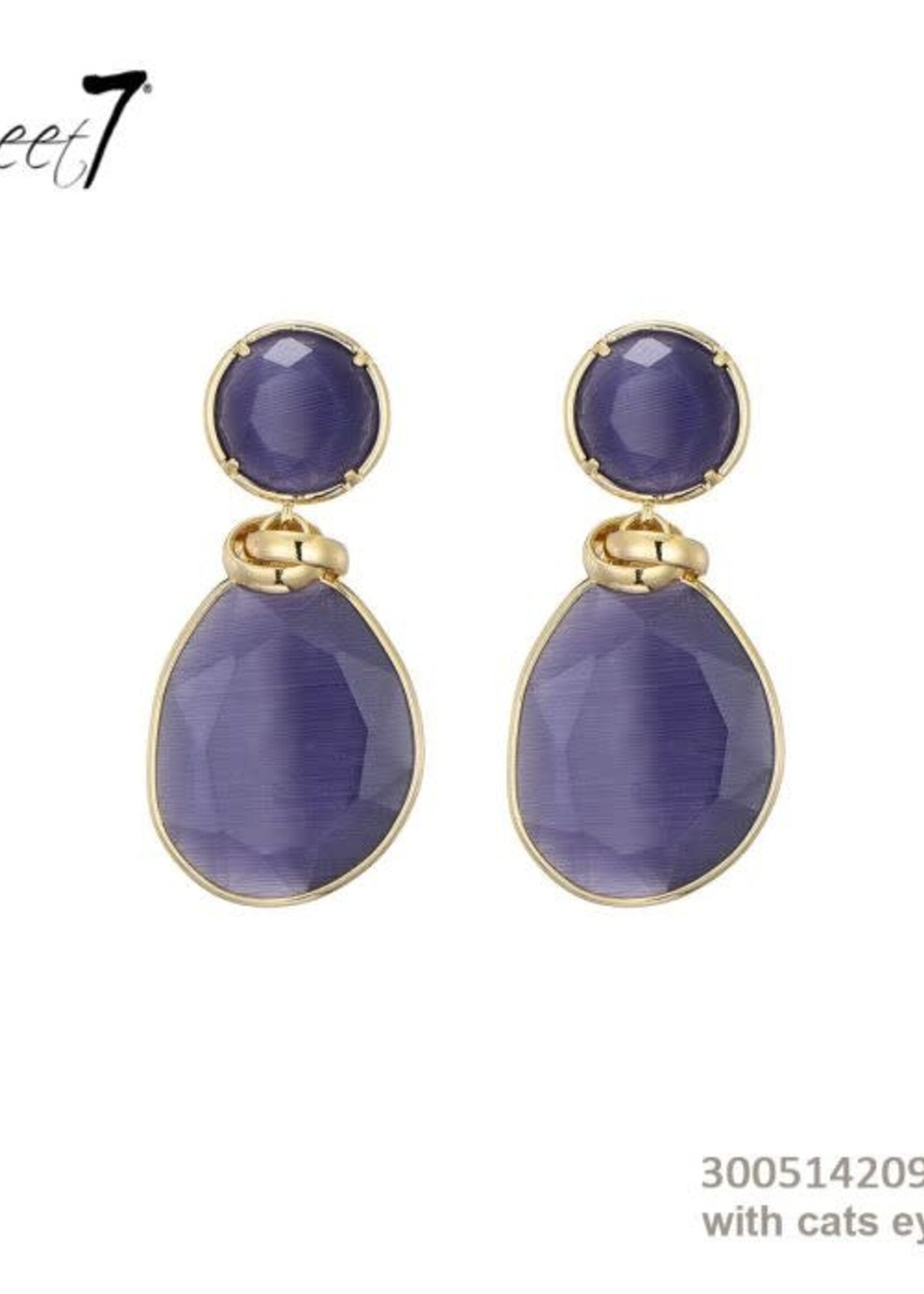 Sweet7 Oorbellen Sallie paars-goudkleurig 300514209