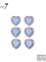 Sweet7 Oorbellen Three Hearts blauw-gold 300690945