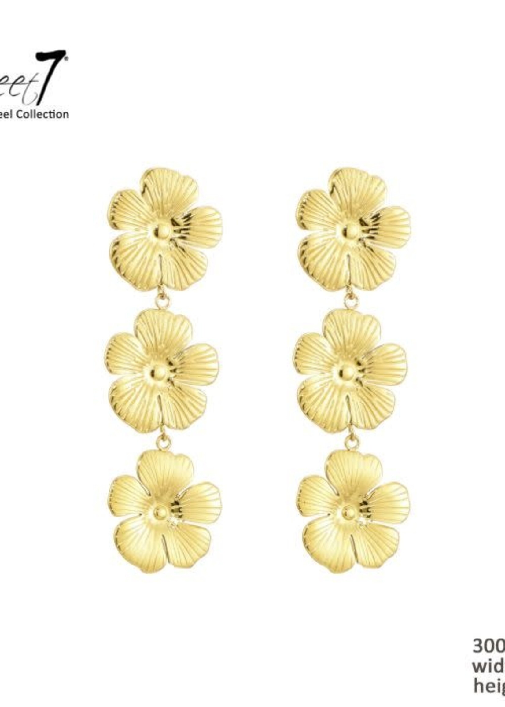 Sweet7 Oorbellen Three Flowers gold 300716723