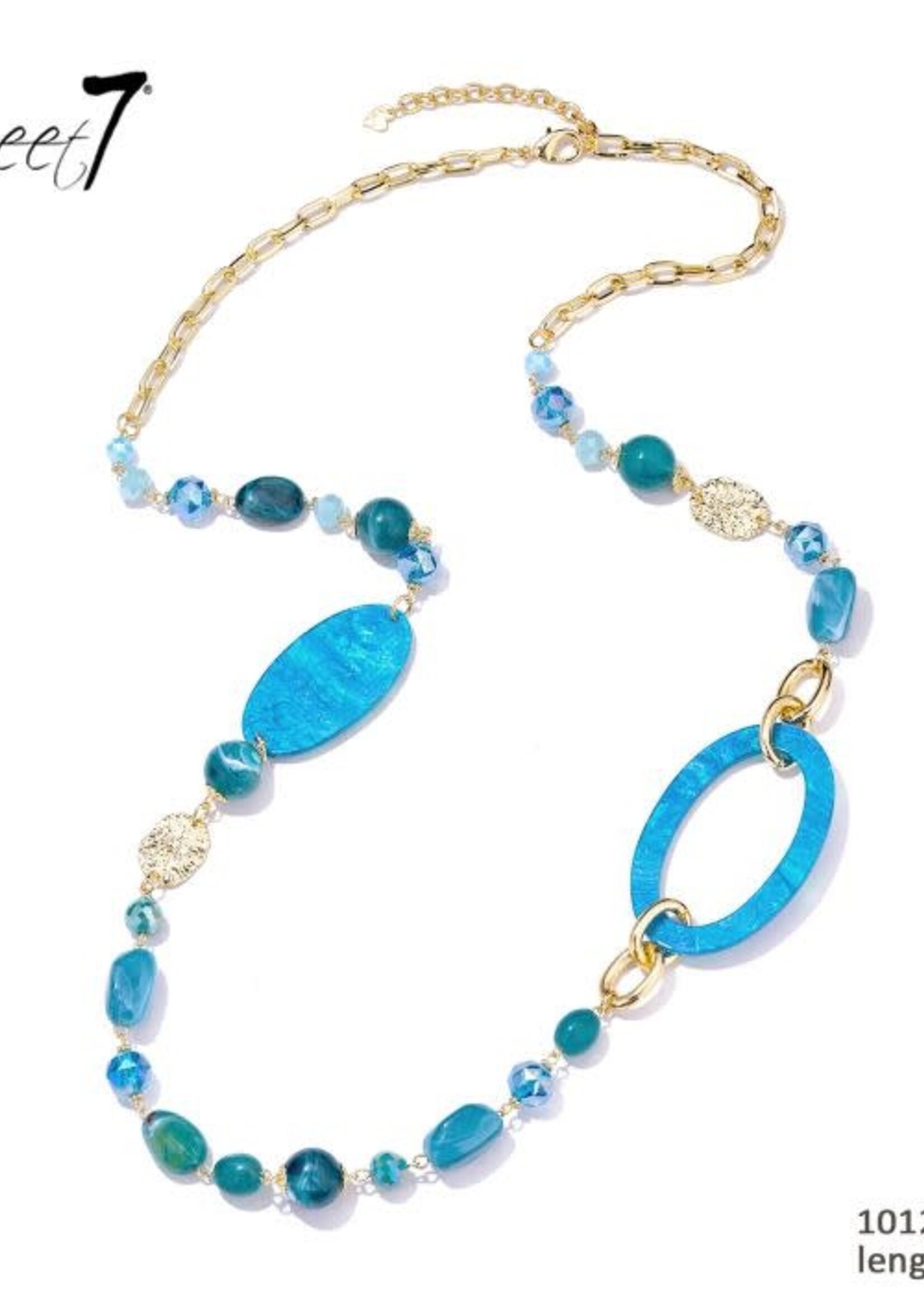 Sweet7 Ketting Tina lang blauw-gold 101208846