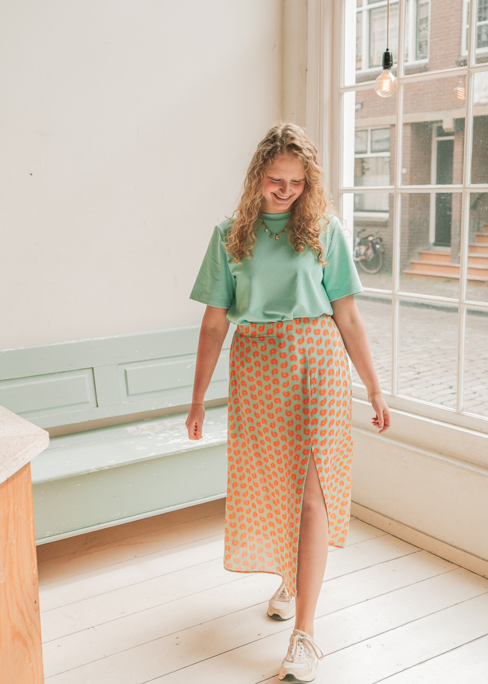 FLURESK Zoraida Skirt Fresh Mint/Saffron Orange