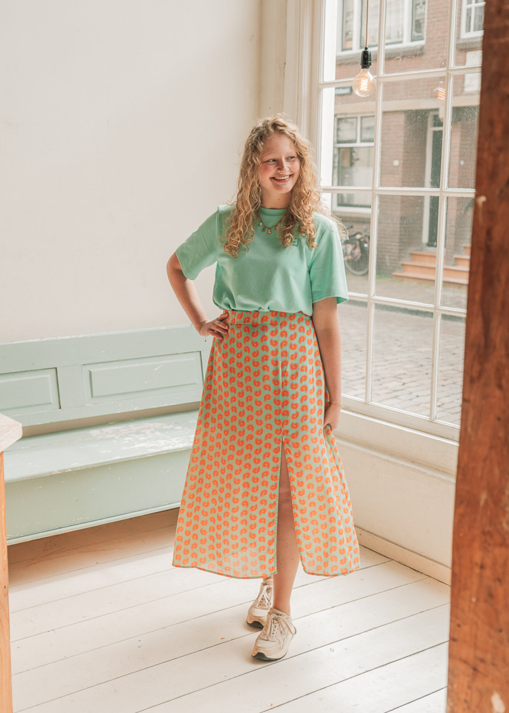 FLURESK Zoraida Skirt Fresh Mint/Saffron Orange