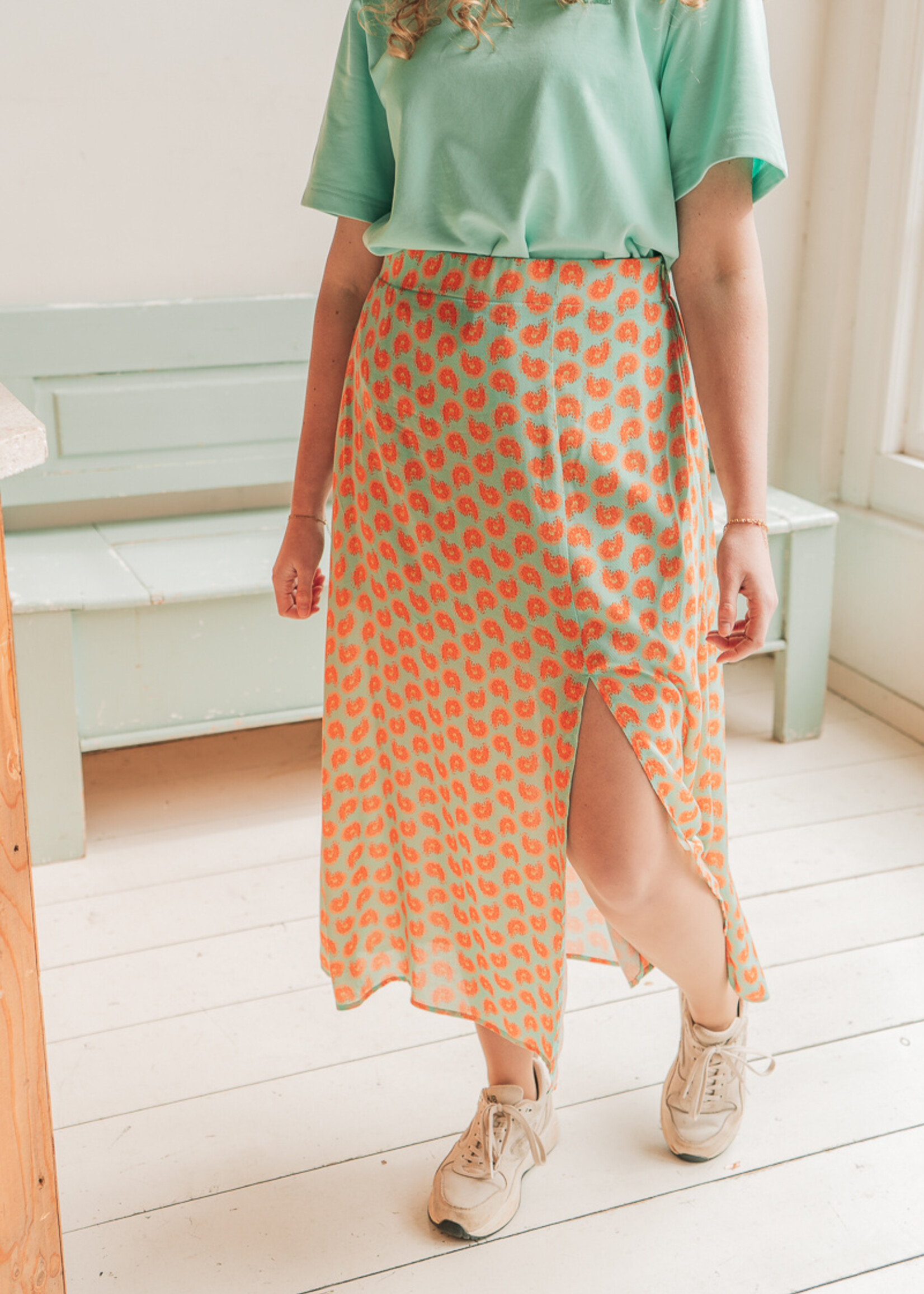 FLURESK Zoraida Skirt Fresh Mint/Saffron Orange