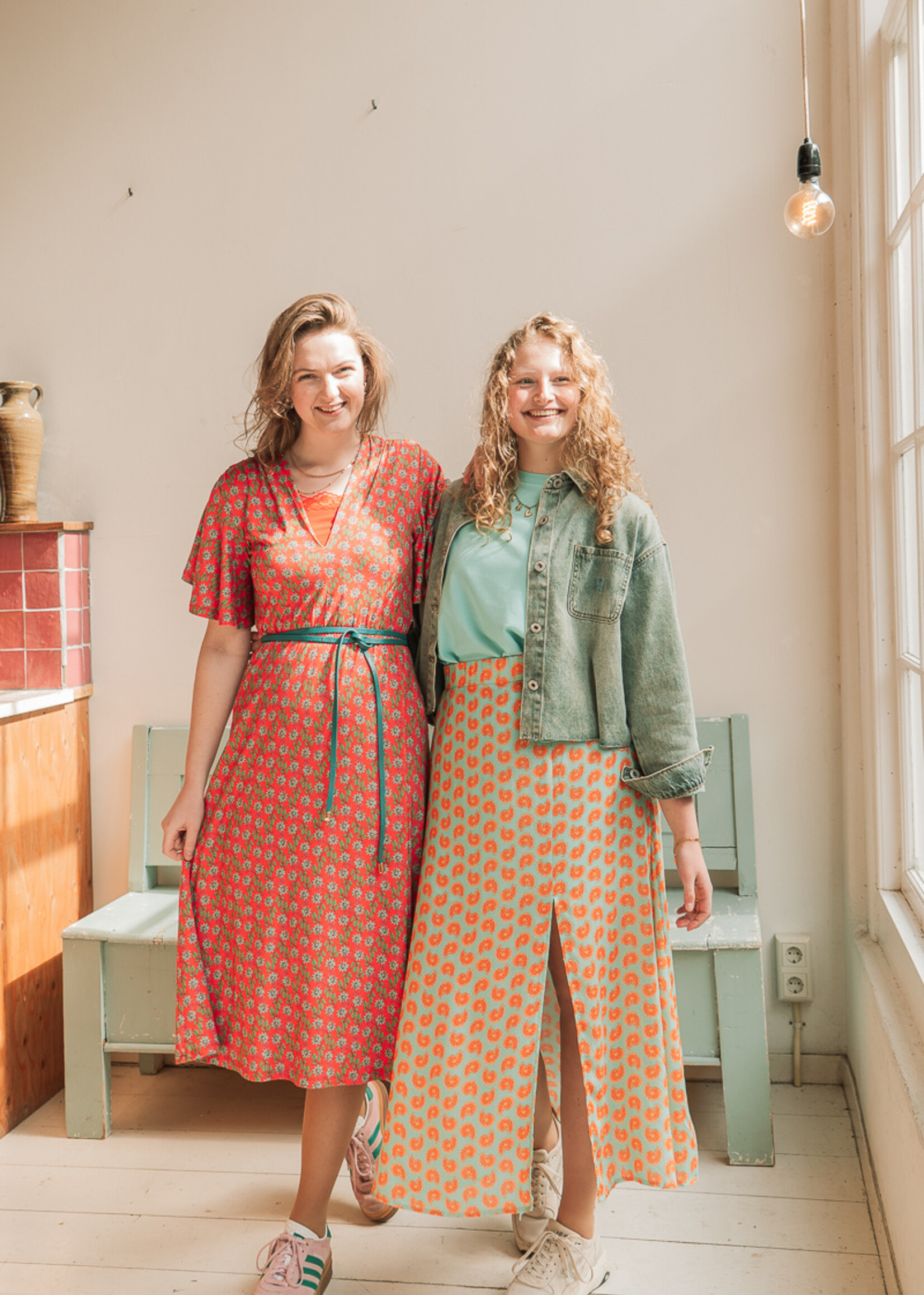 FLURESK Zoraida Skirt Fresh Mint/Saffron Orange