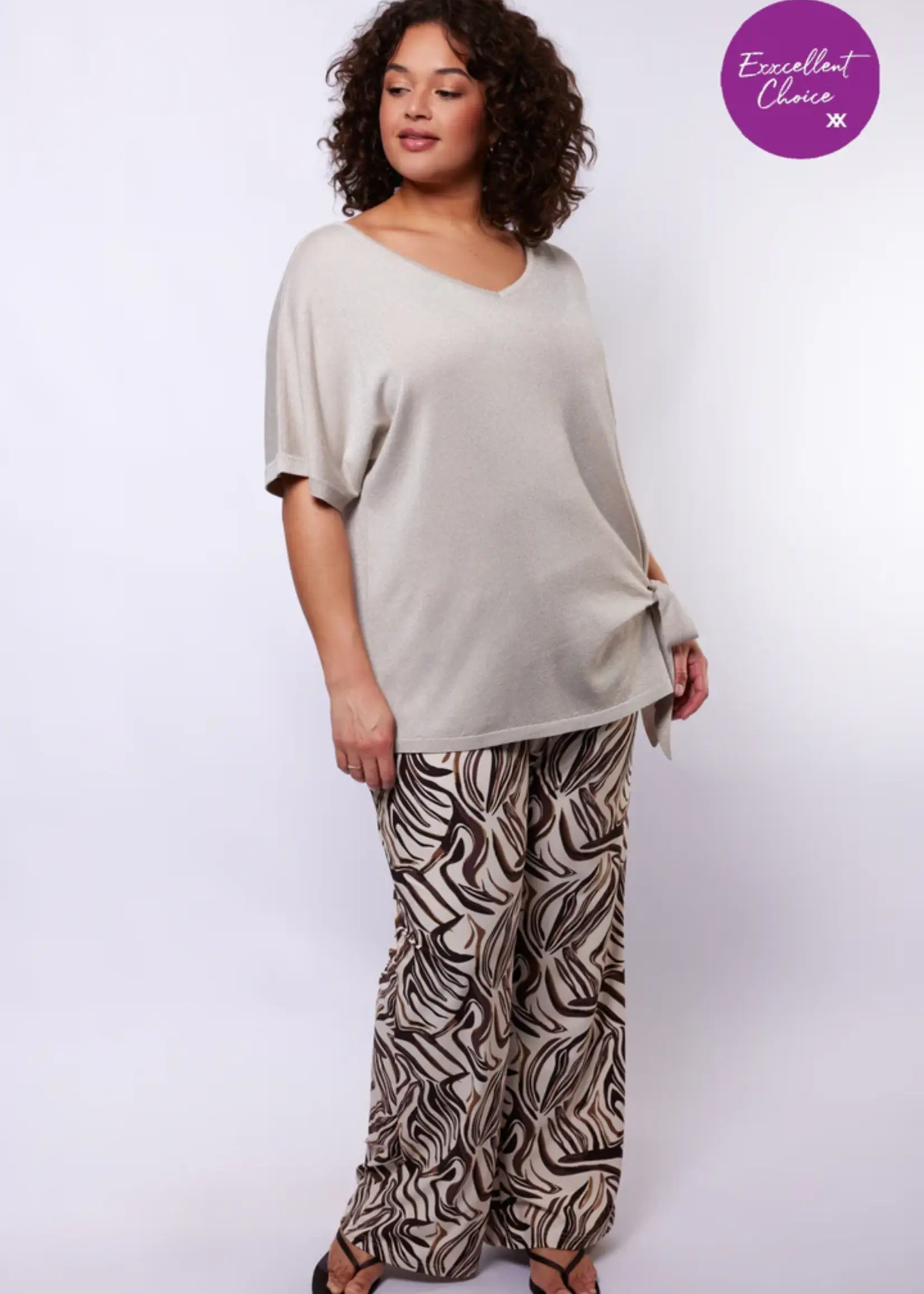 Exxcellent Alora Pants Sand/Dark Brown