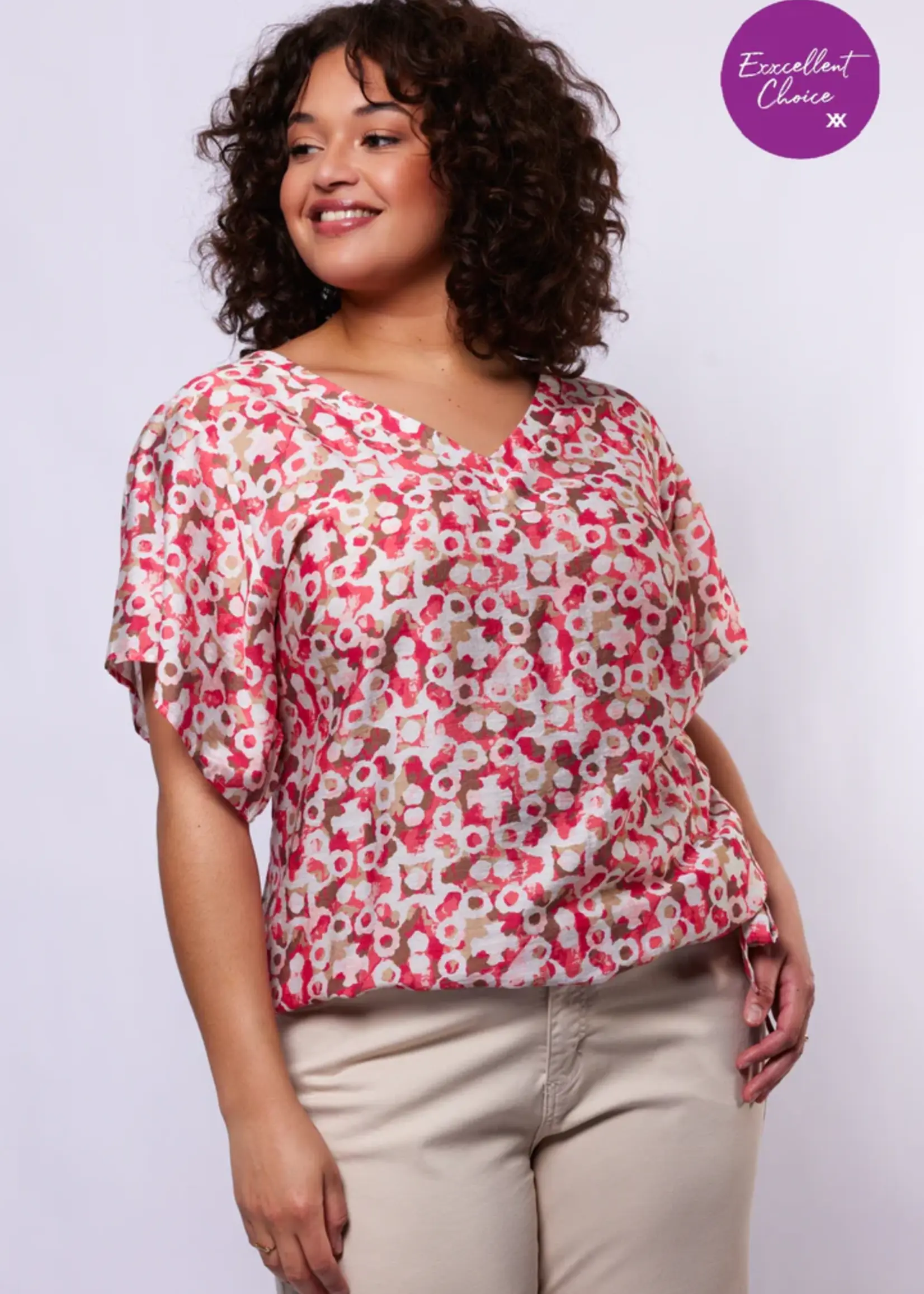 Exxcellent Angelie Top Sunkissed Coral/Berry Fuchsia
