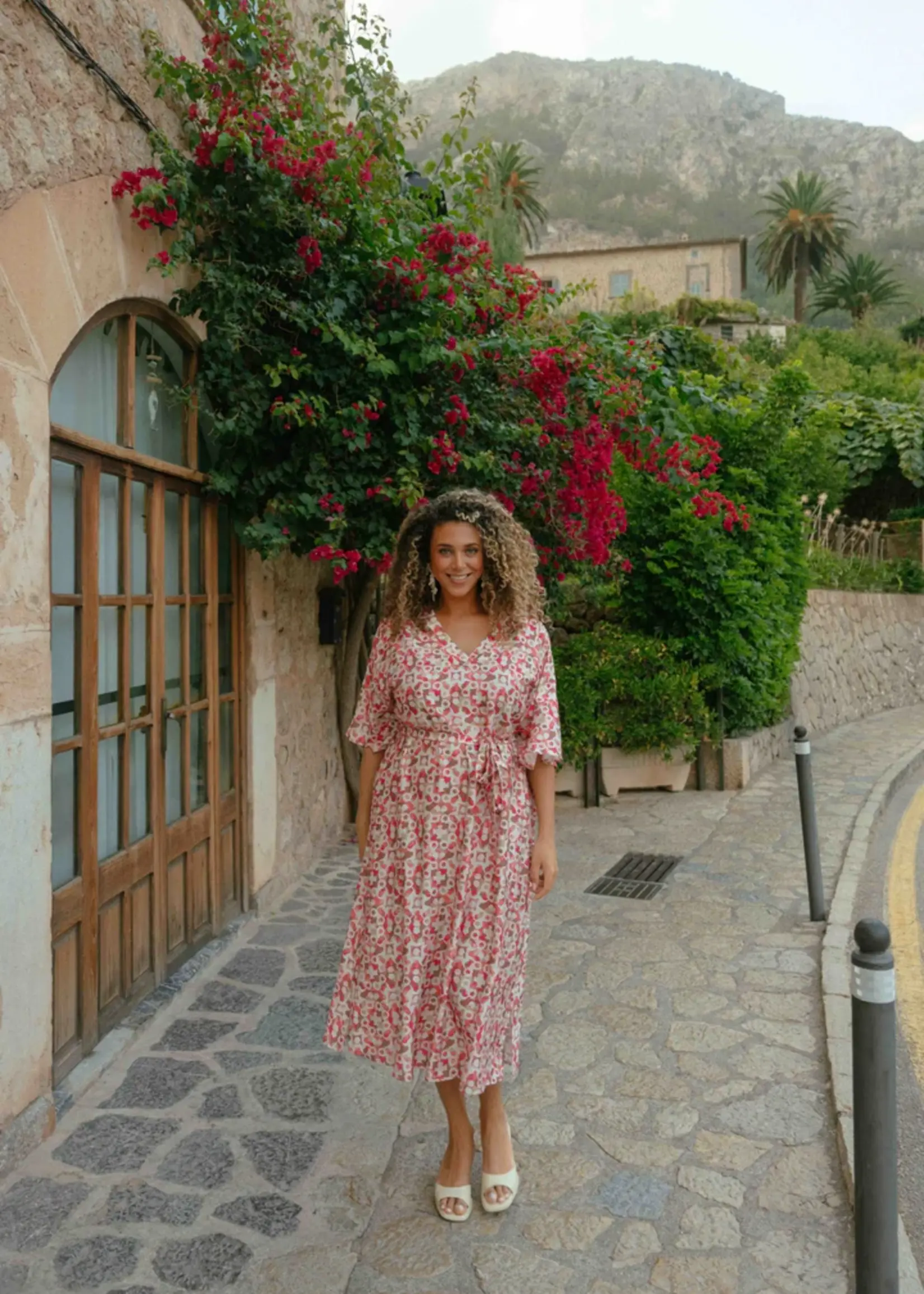 Exxcellent Seren Dress Sunkissed Coral/Berry Fuchsia