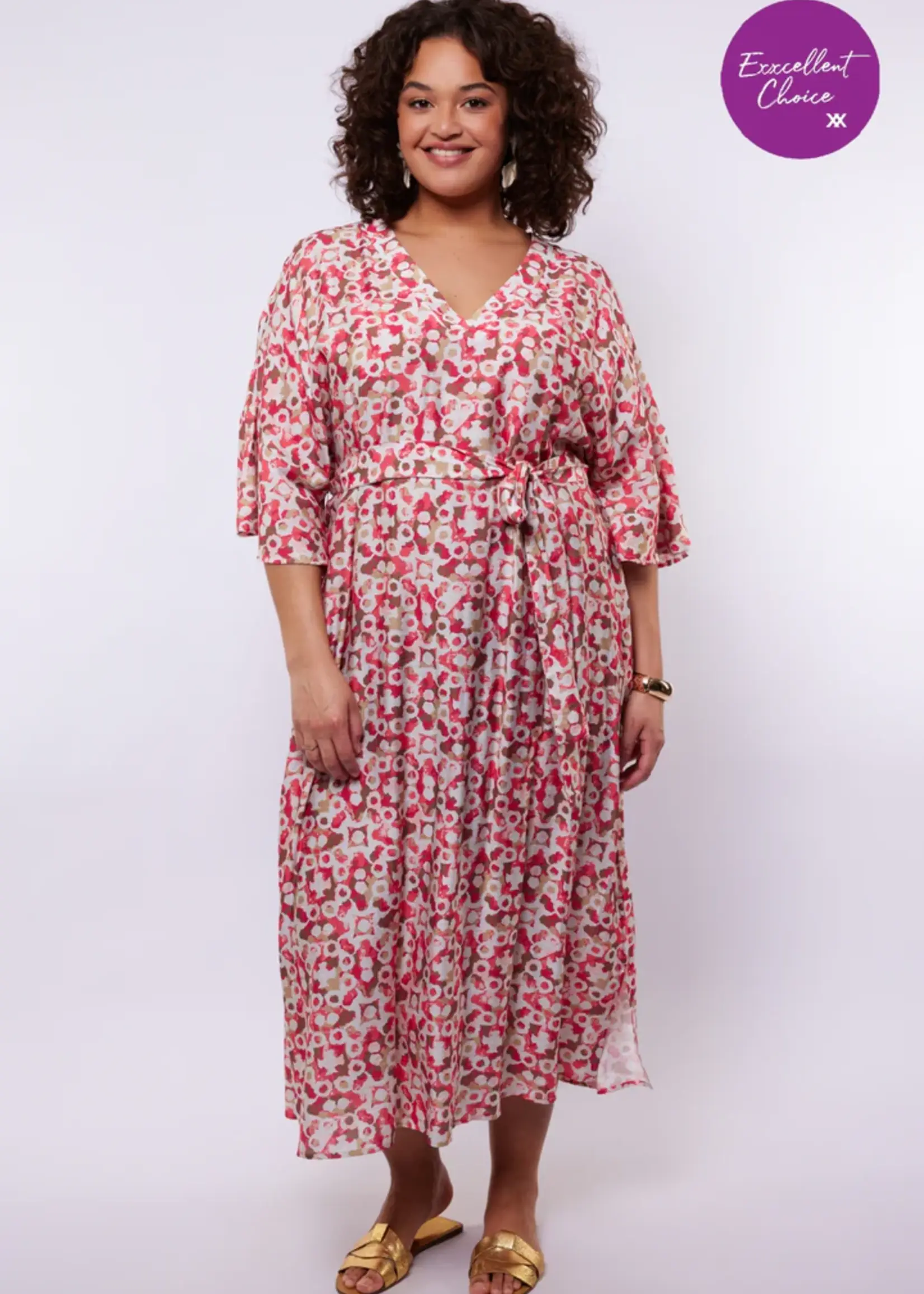 Exxcellent Seren Dress Sunkissed Coral/Berry Fuchsia