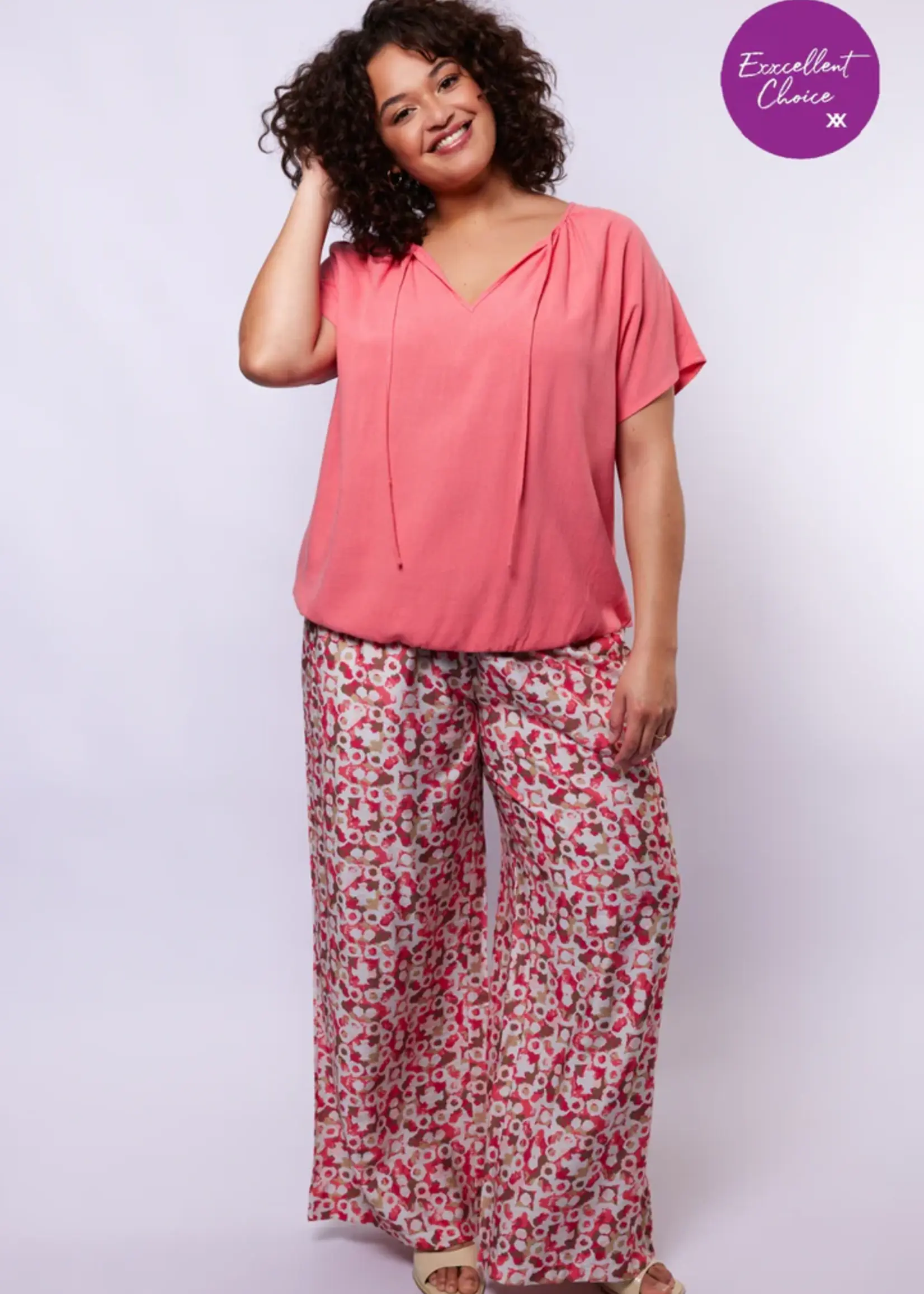 Exxcellent Maris Pants Sunkissed Coral/Berry Fuchsia