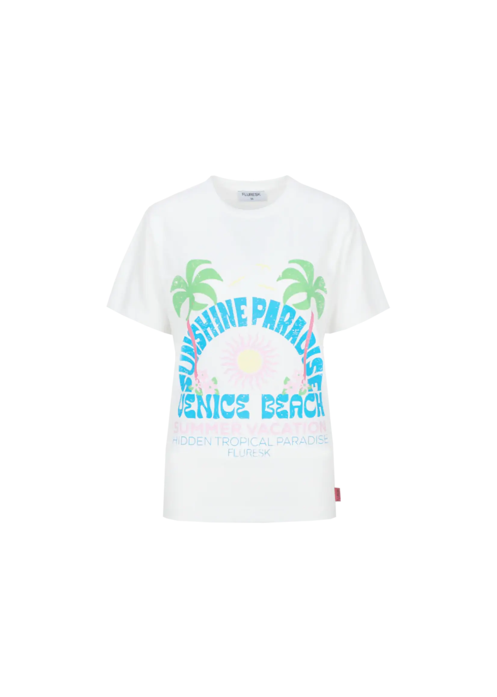 FLURESK Nura T-shirt Offwhite/Dodger Blue