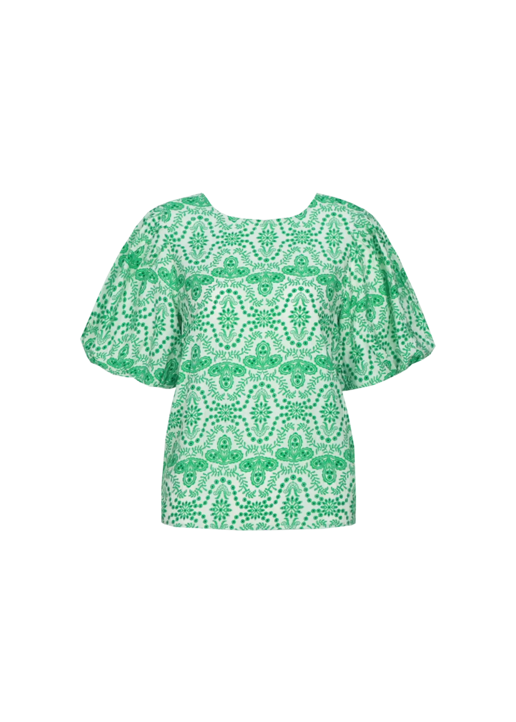 FLURESK Abbi Top Offwhite/Vivid Green