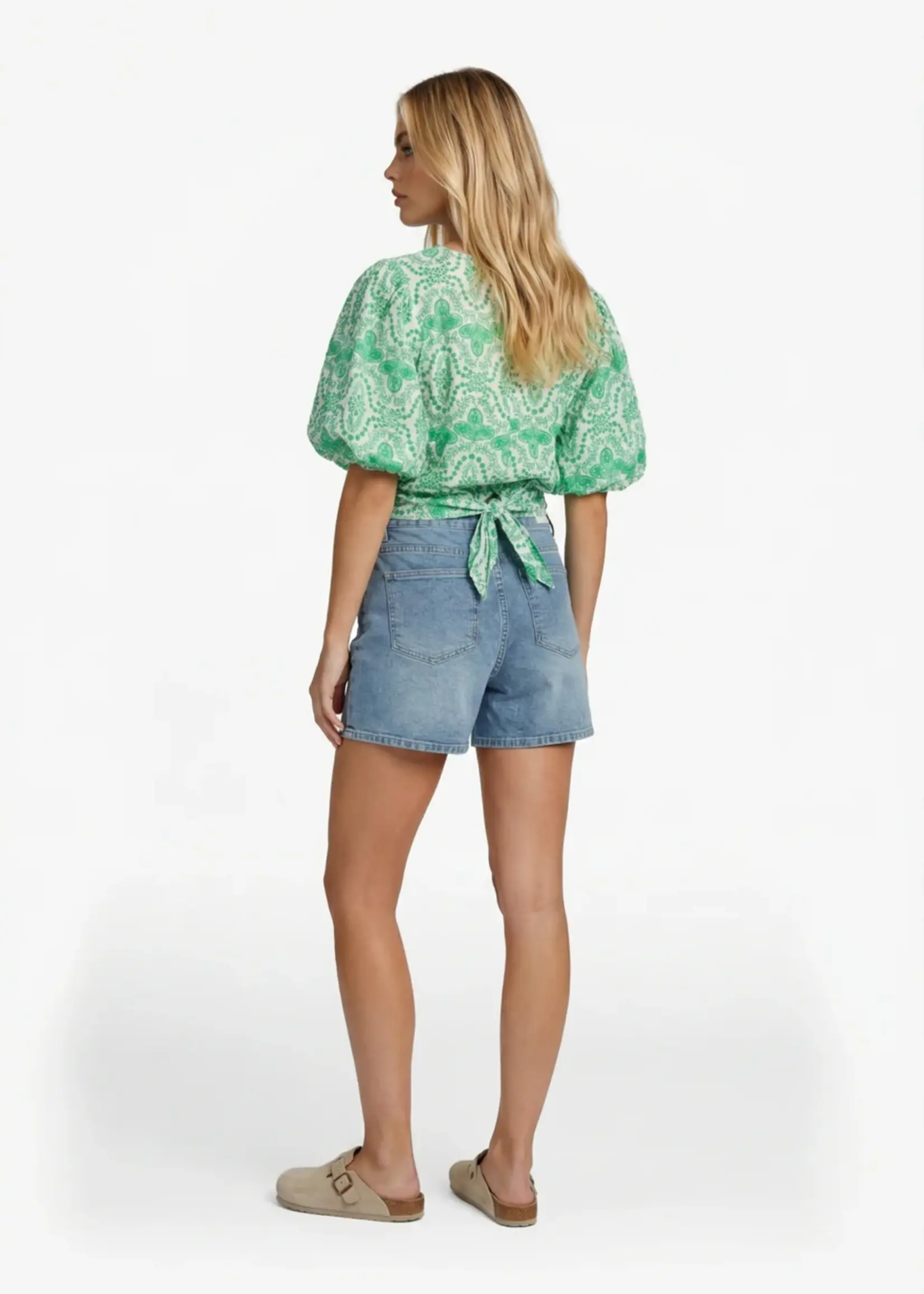 FLURESK Abbi Top Offwhite/Vivid Green