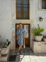 C&S The Label Dalma Dress Sand/Cornflower Blue