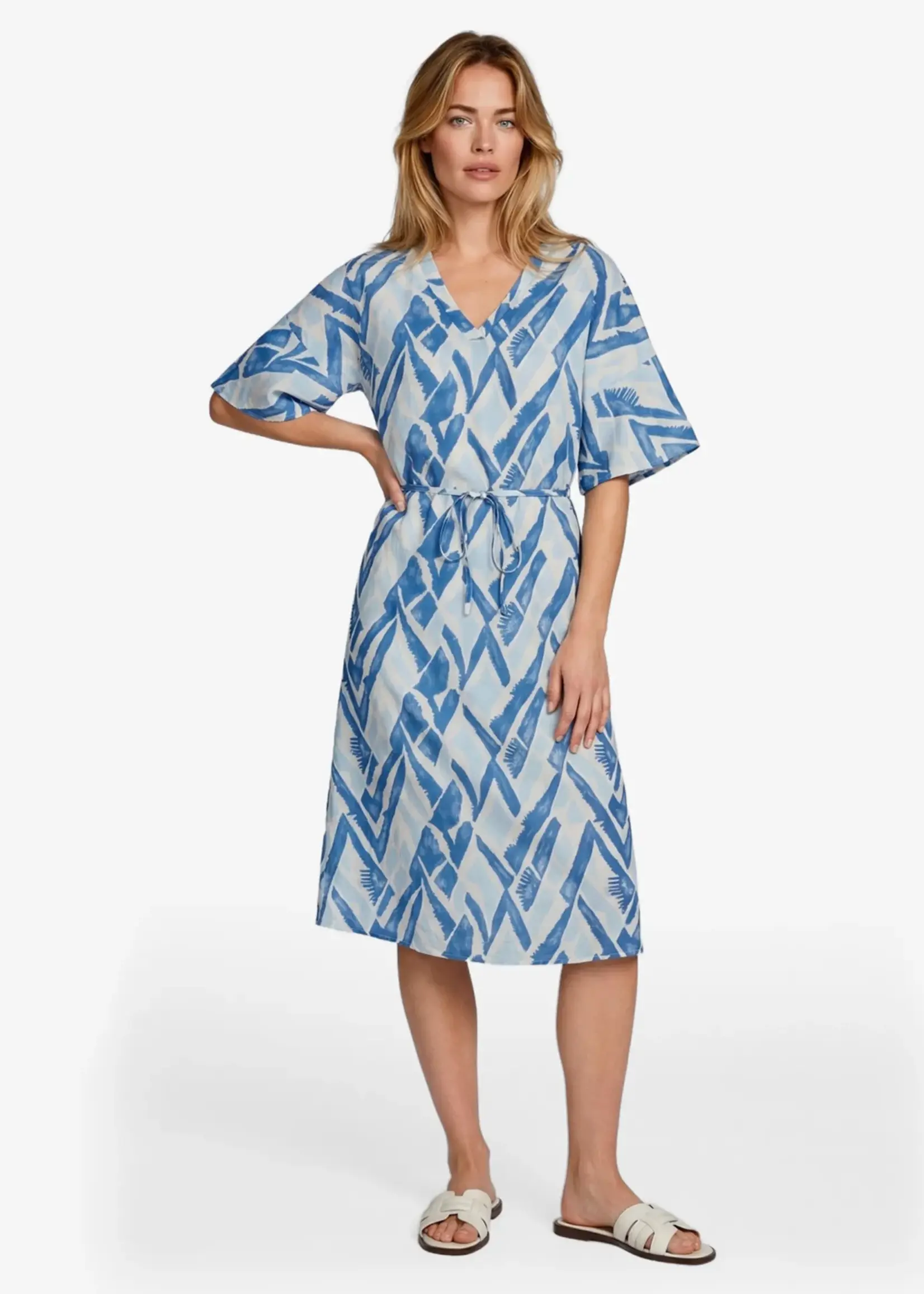 C&S The Label Dalma Dress Sand/Cornflower Blue