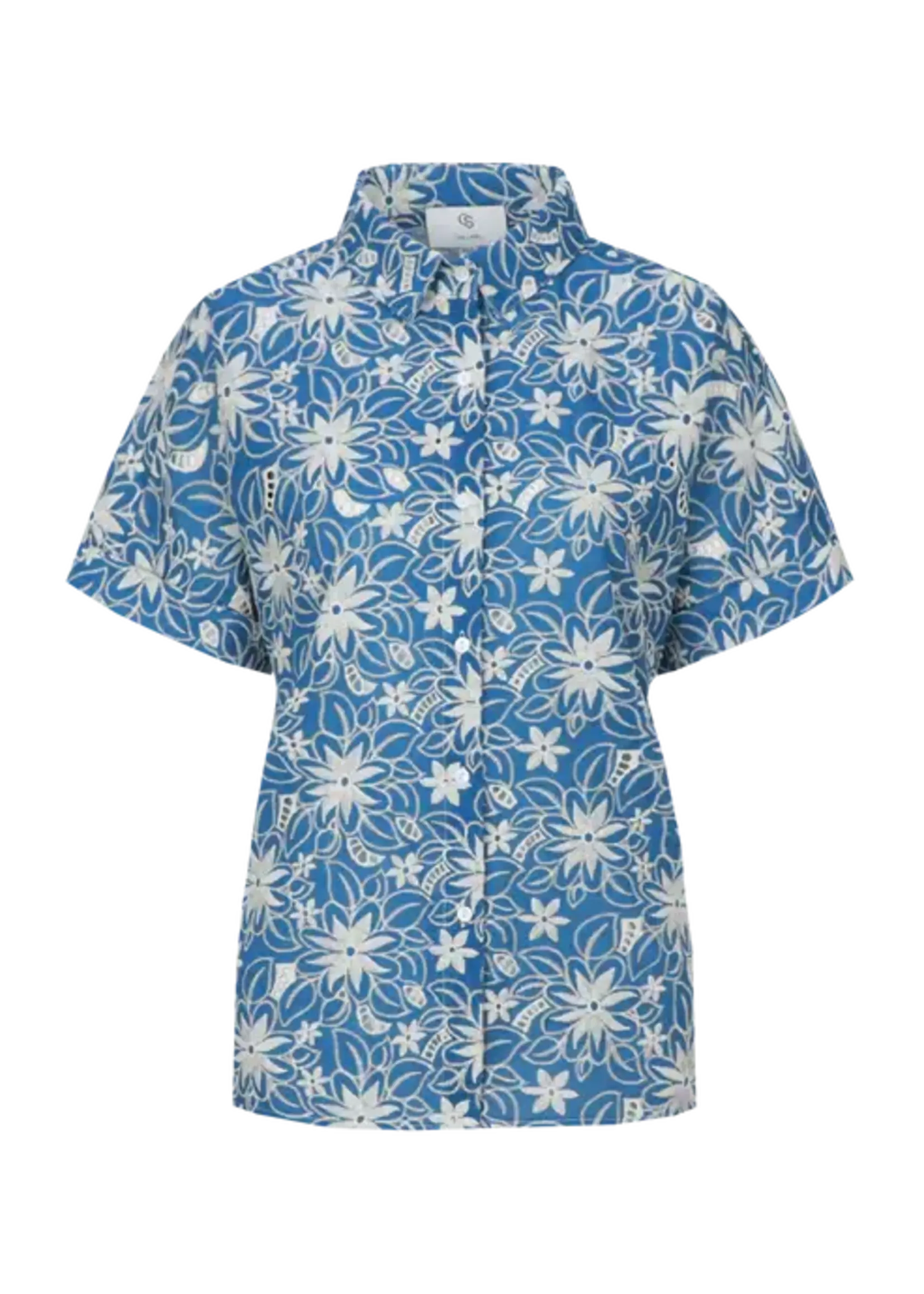 C&S The Label Lania Blouse Cornflower Blue/Offwhite
