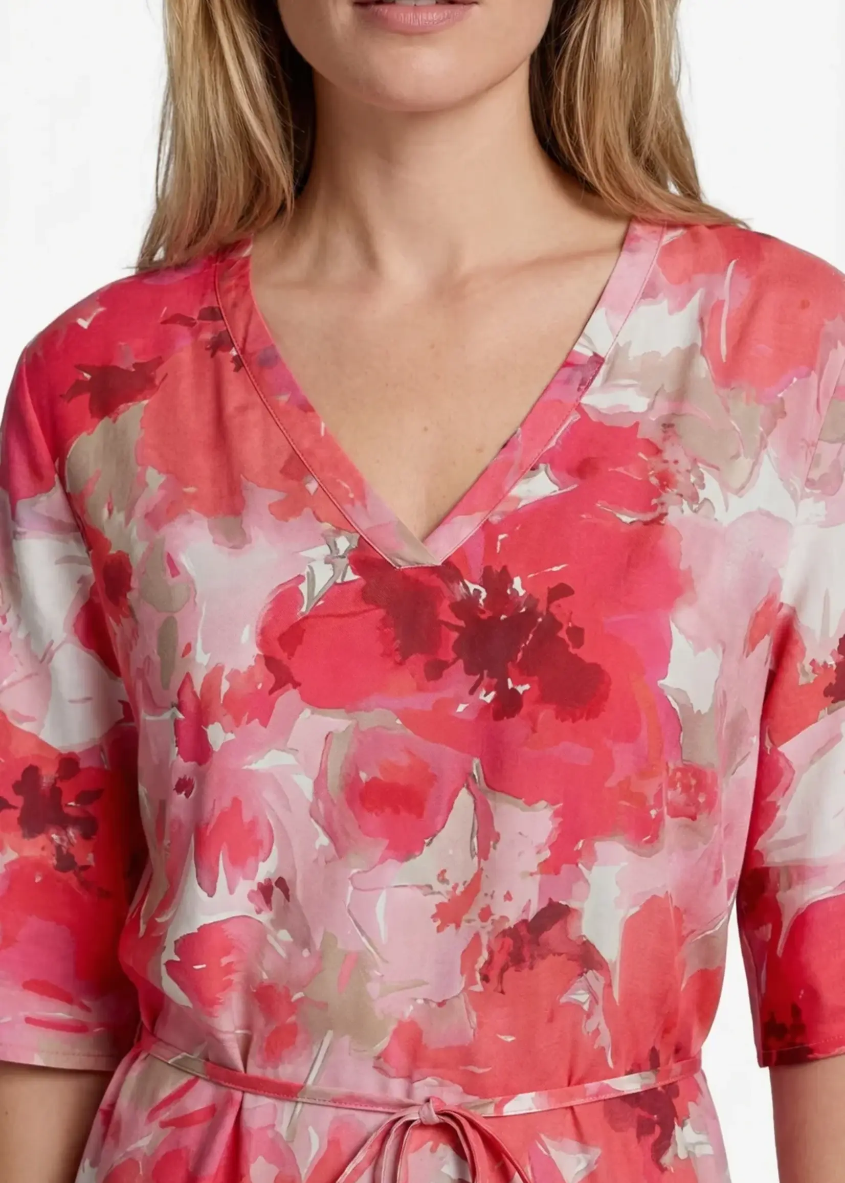 C&S The Label Daliah Dress Sunkissed Coral/Berry Fuchsia