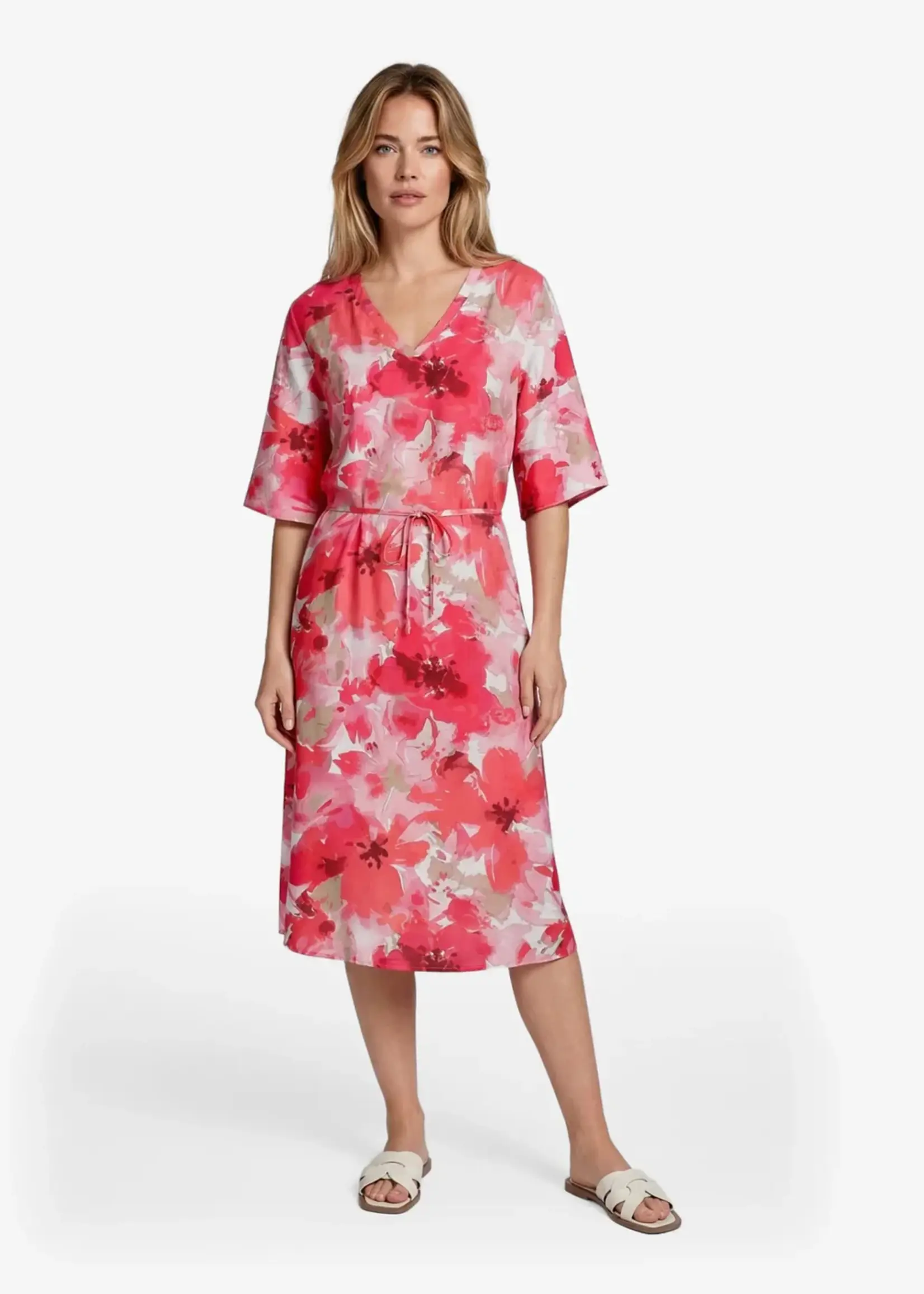 C&S The Label Daliah Dress Sunkissed Coral/Berry Fuchsia