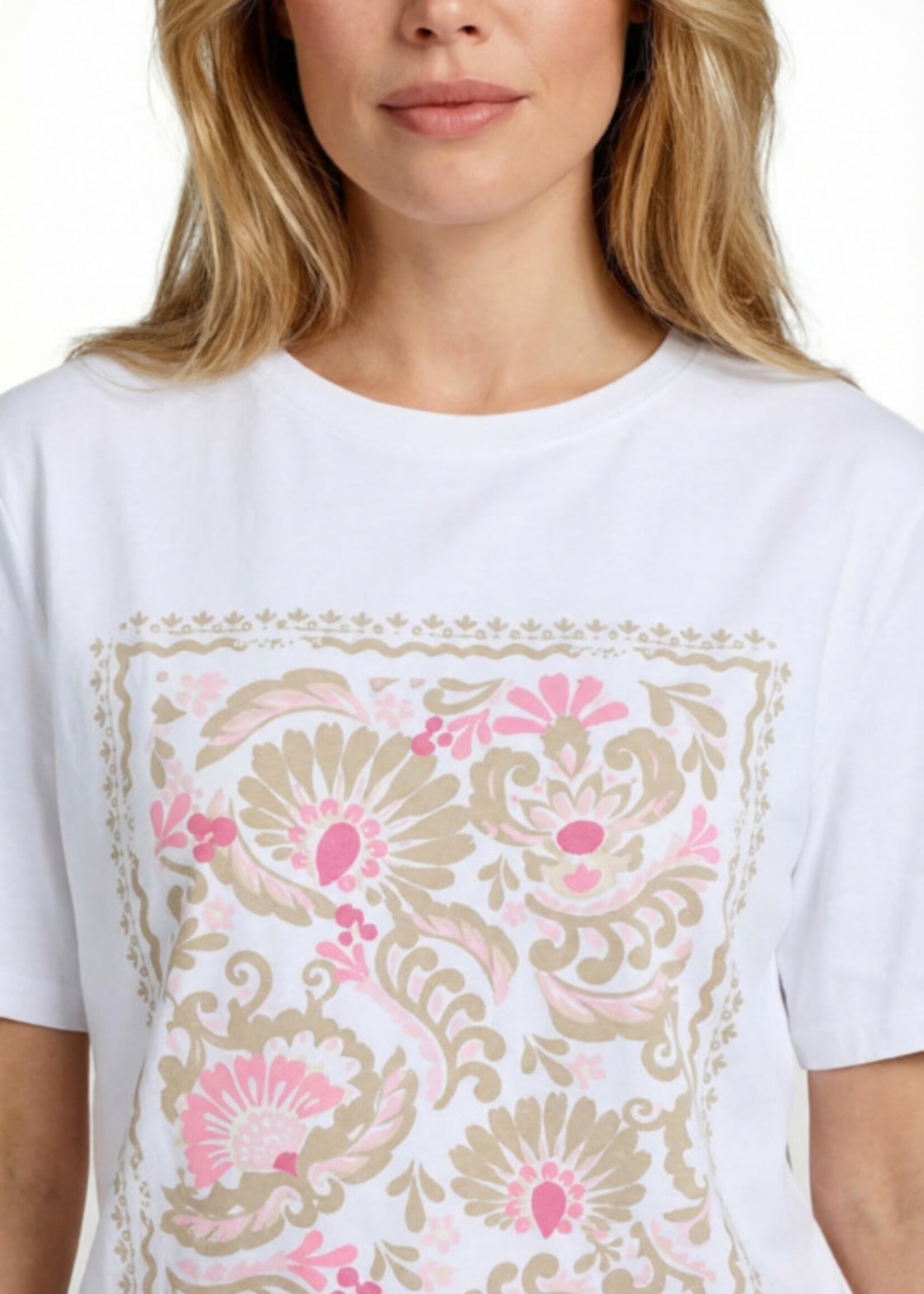 C&S The Label Talia T-shirt Offwhite/Sunkissed Coral