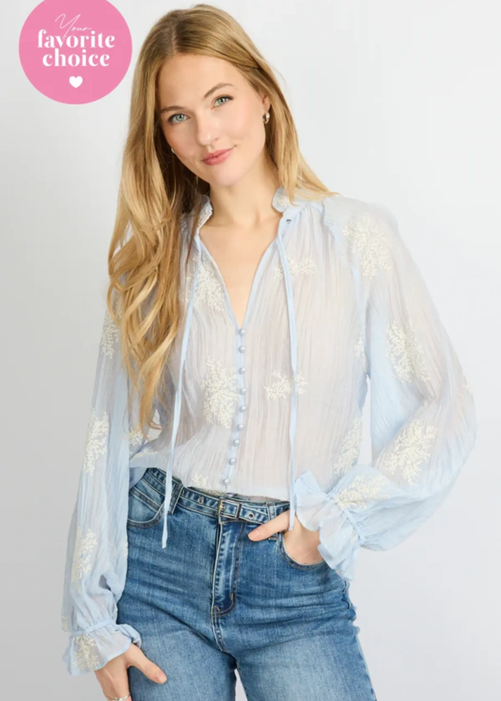 C&S The Label Lyra Blouse Blue Mist