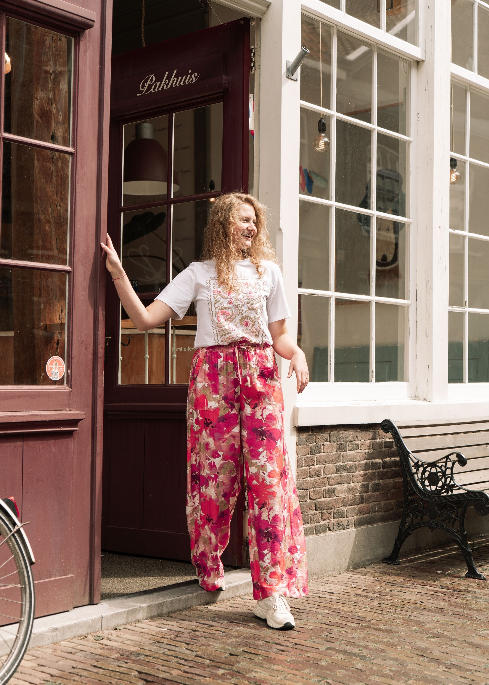 C&S The Label Penilla Pants Sunkissed Coral/Berry Fuchsia
