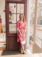 C&S The Label Daliah Dress Sunkissed Coral/Berry Fuchsia