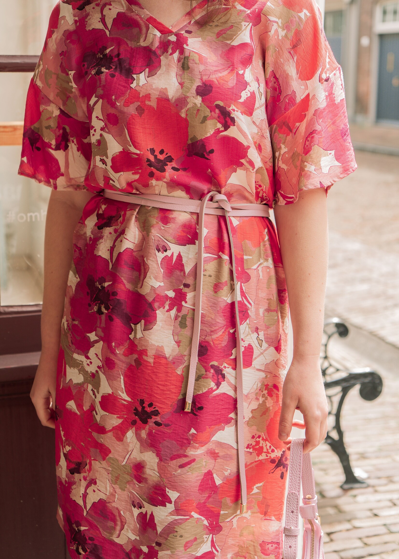 C&S The Label Daliah Dress Sunkissed Coral/Berry Fuchsia