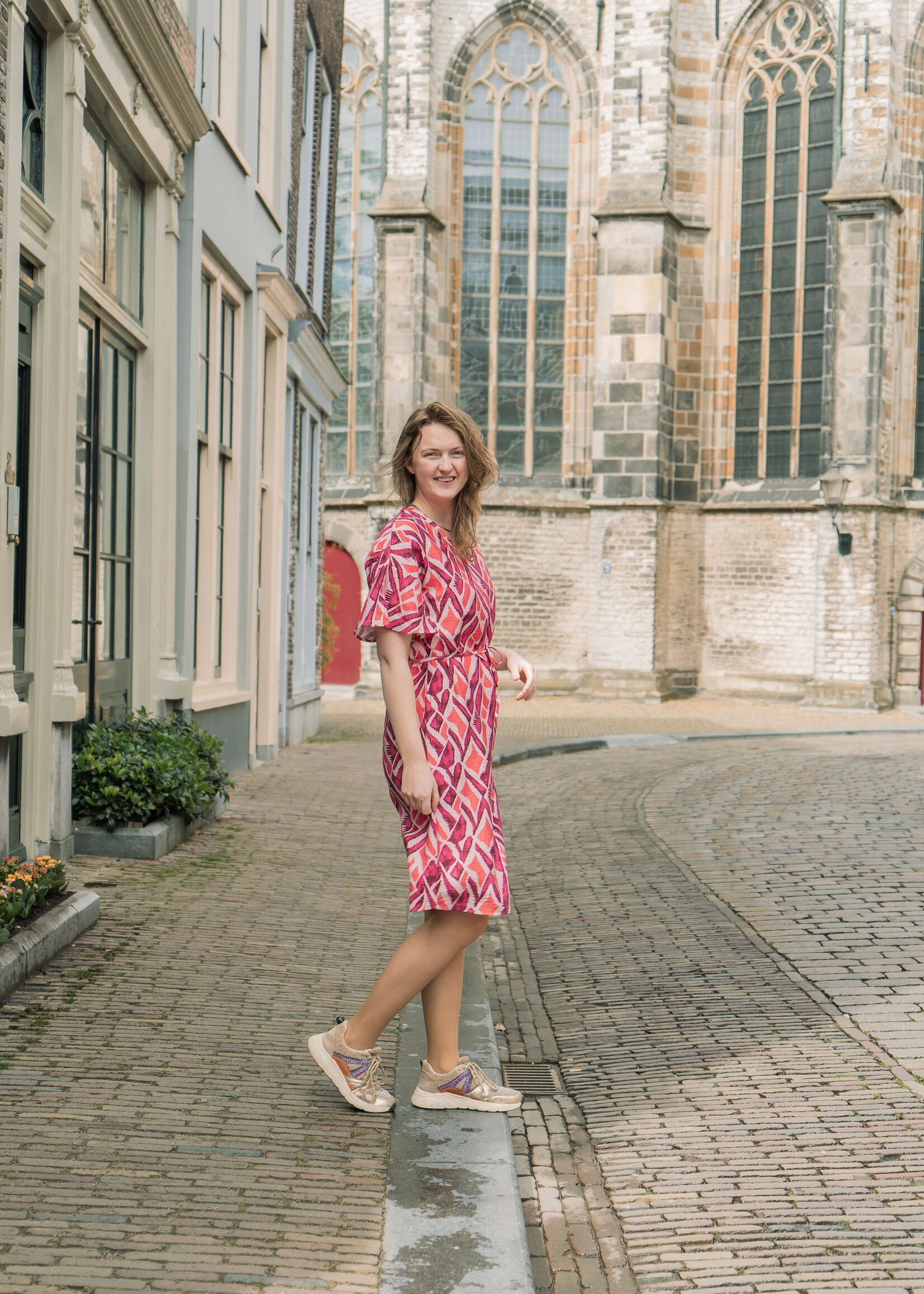 C&S The Label Dalma Dress Powder Pink/Sunkissed Coral